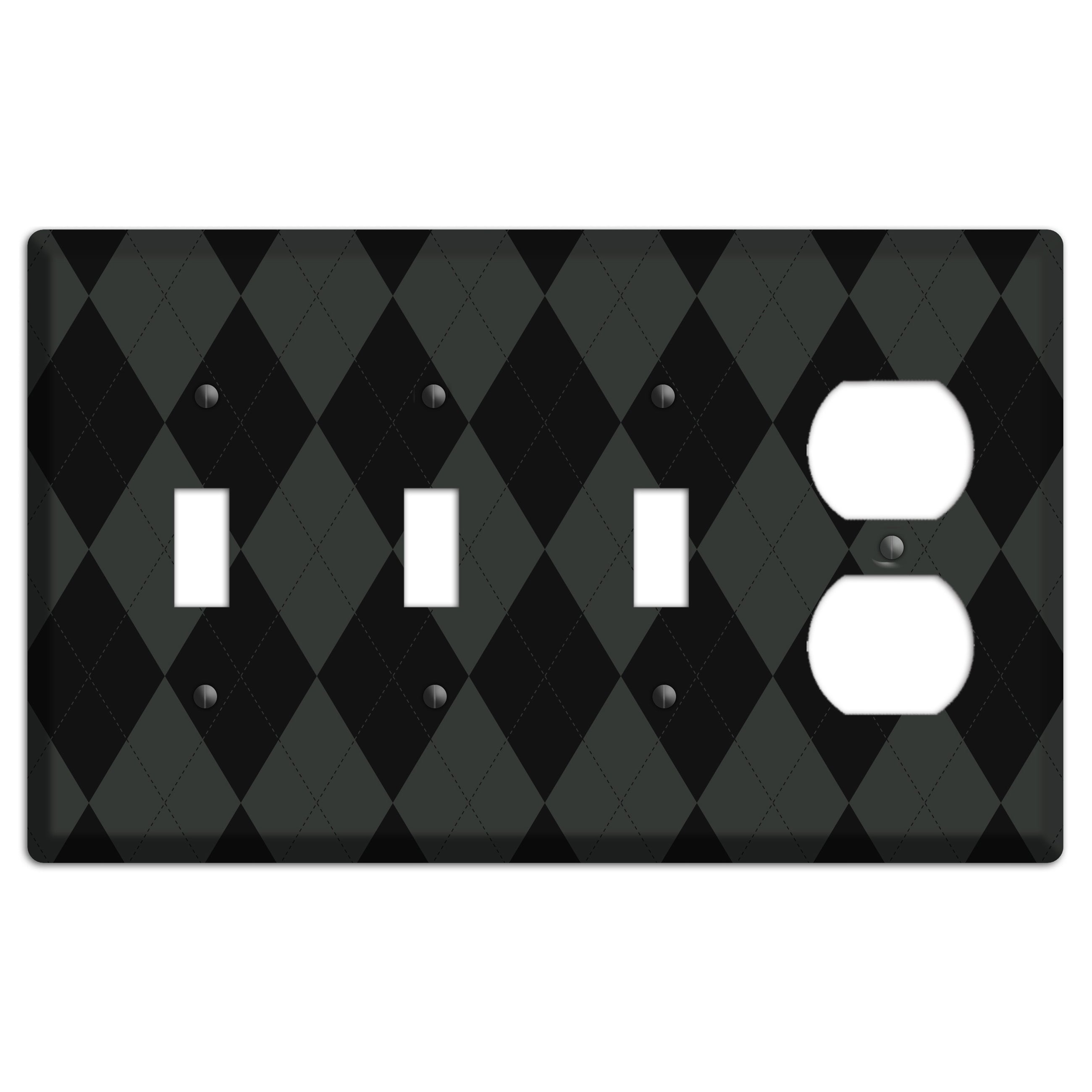 Gray and Black Argyle 3 Toggle / Duplex Wallplate