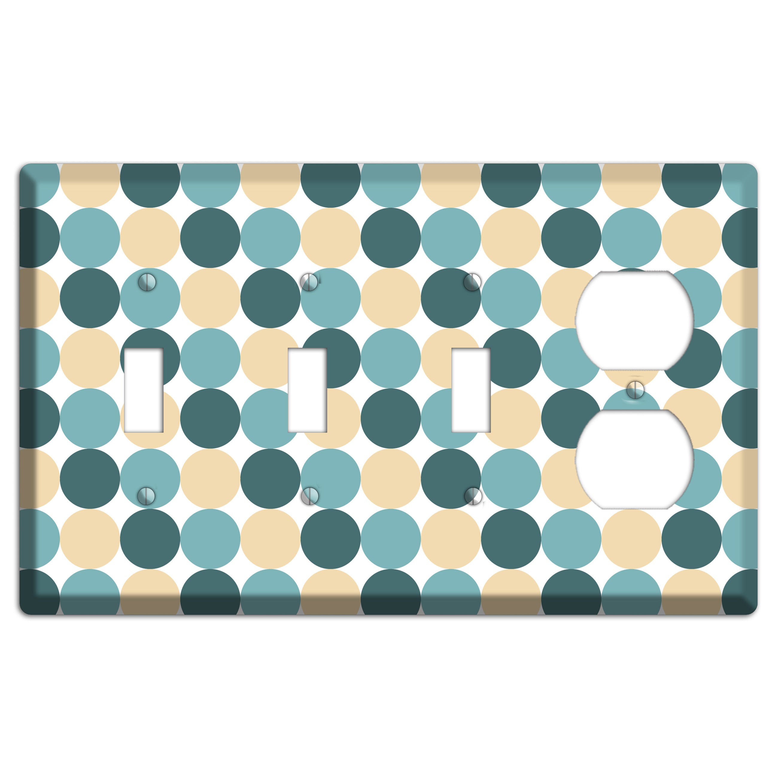 Dusty Blue Beige Tiled Dots 3 Toggle / Duplex Wallplate