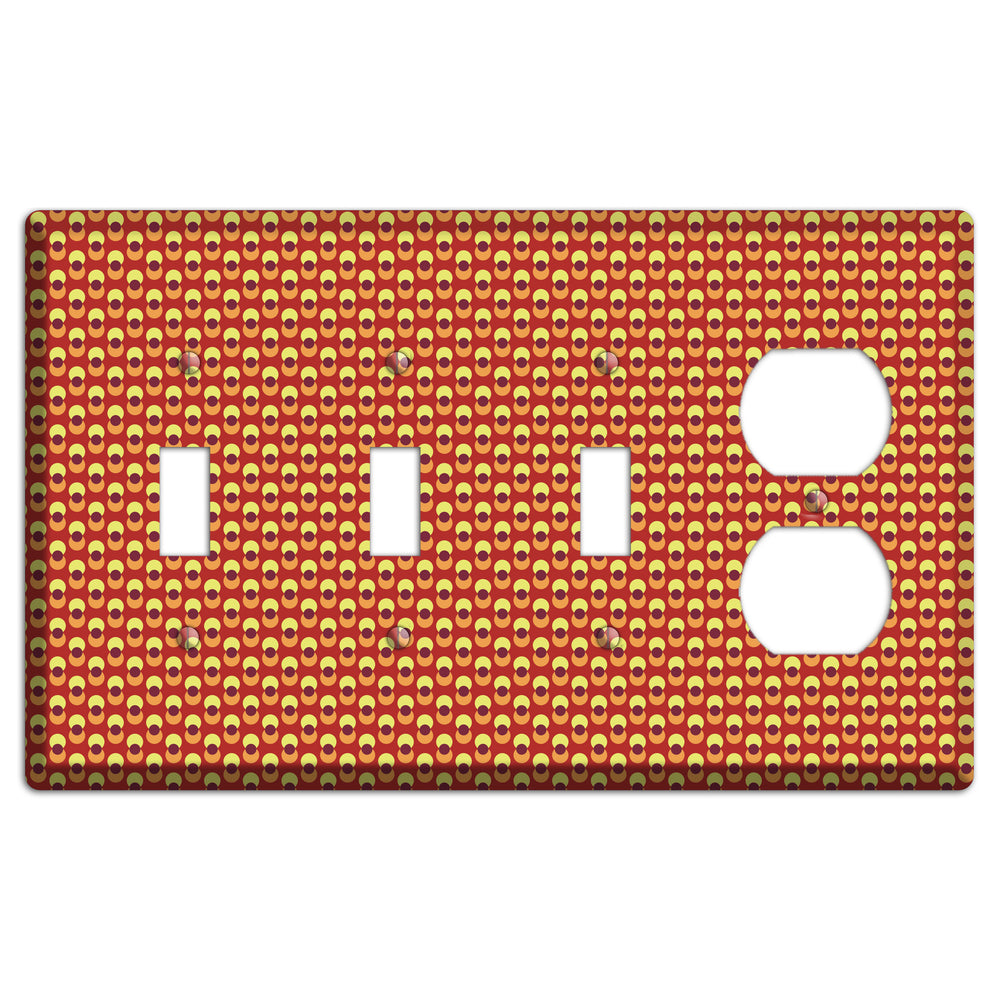 Red Overlain Dots 3 Toggle / Duplex Wallplate