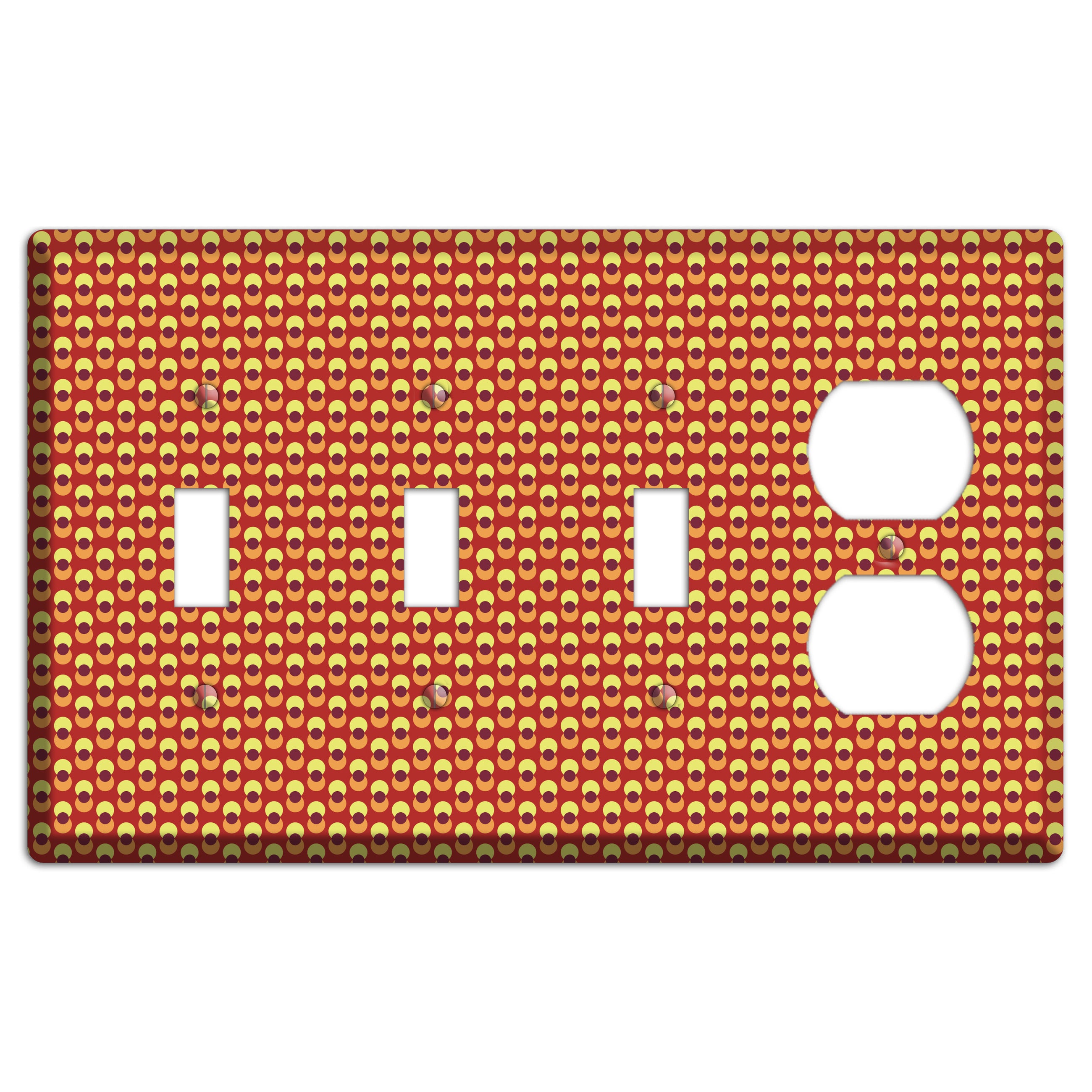Red Overlain Dots 3 Toggle / Duplex Wallplate