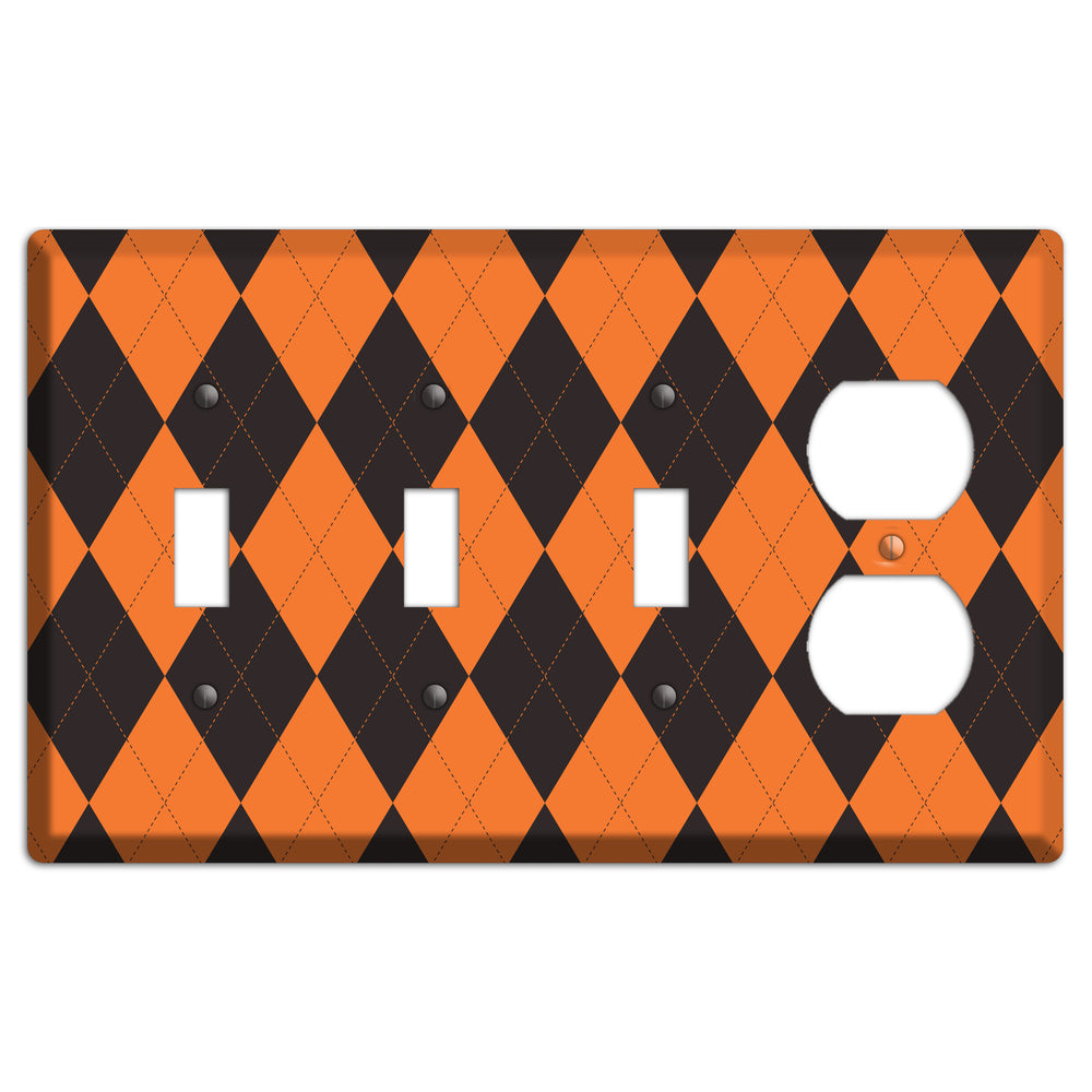 Orange Argyle 3 Toggle / Duplex Wallplate