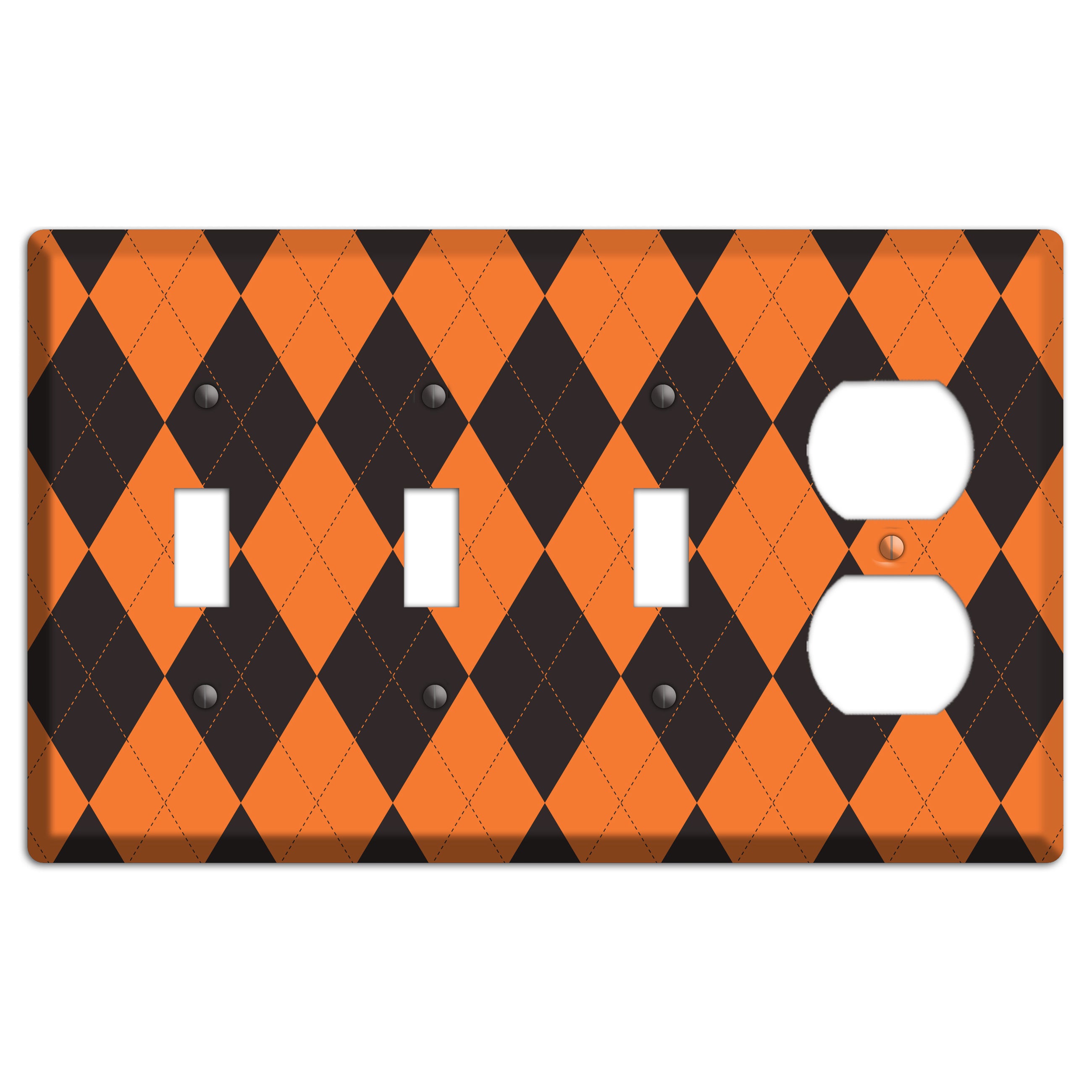 Orange Argyle 3 Toggle / Duplex Wallplate