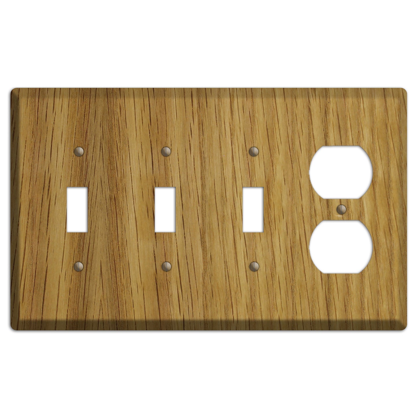 Unfinished White Oak Wood 3 Toggle / Duplex Outlet Cover Plate