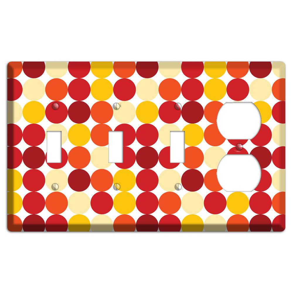 Multi Red and Beige Dots 3 Toggle / Duplex Wallplate
