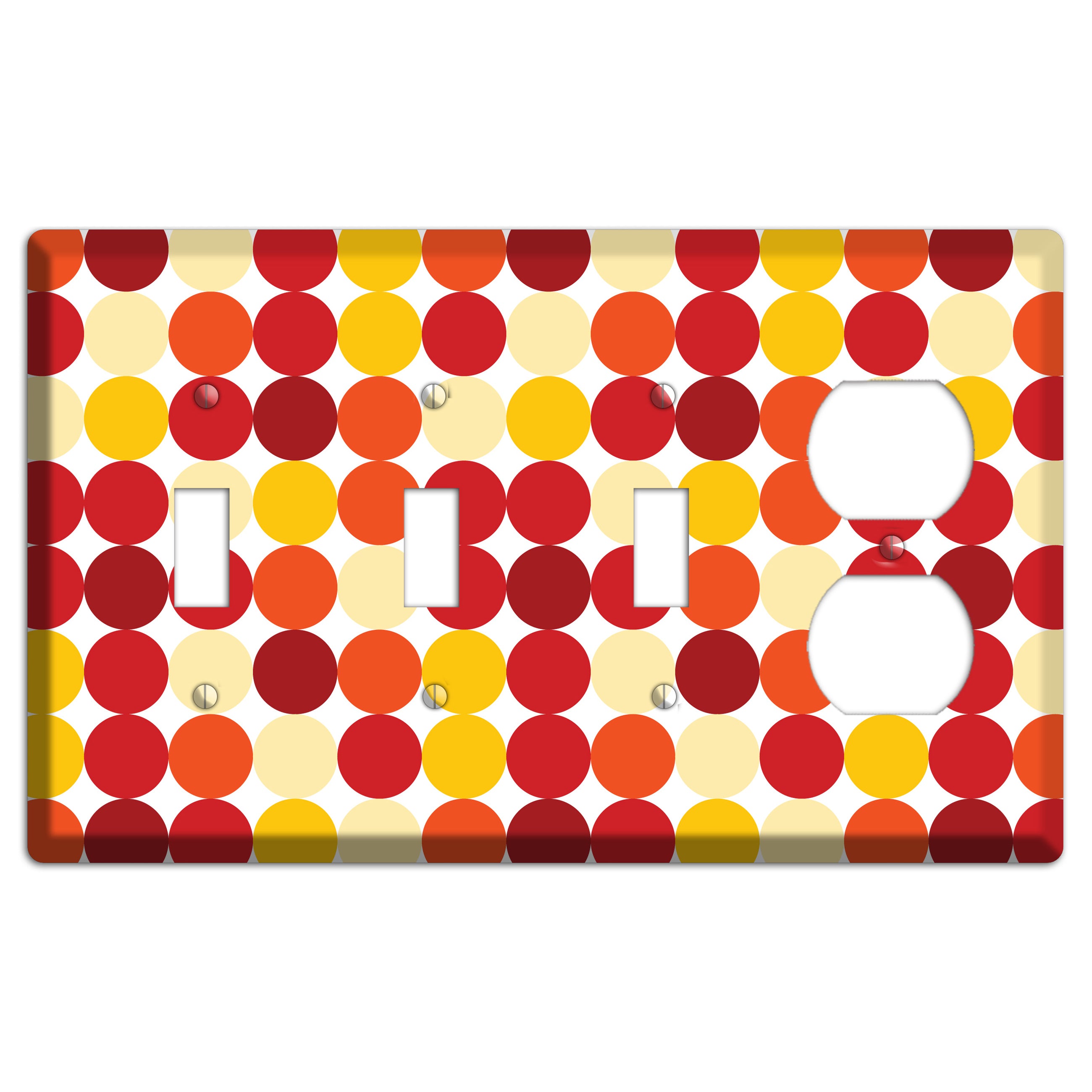 Multi Red and Beige Dots 3 Toggle / Duplex Wallplate