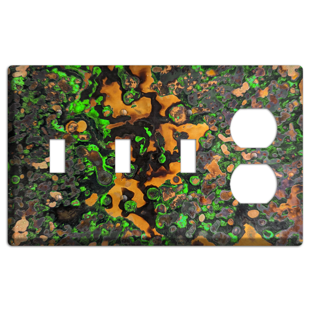 Copper Verdigris 3 Toggle / Duplex Outlet Cover Plate