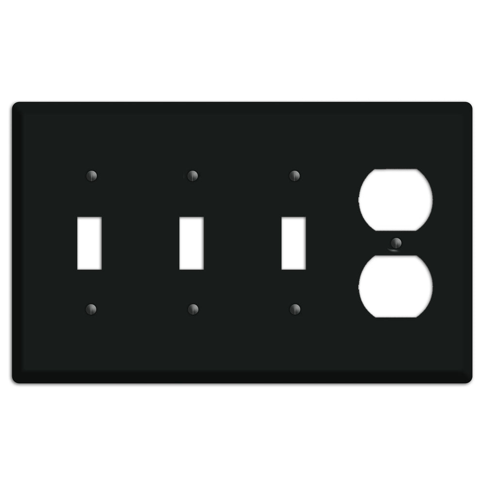 Baxter Matte Black Metal 3 Toggle / Duplex Wallplate