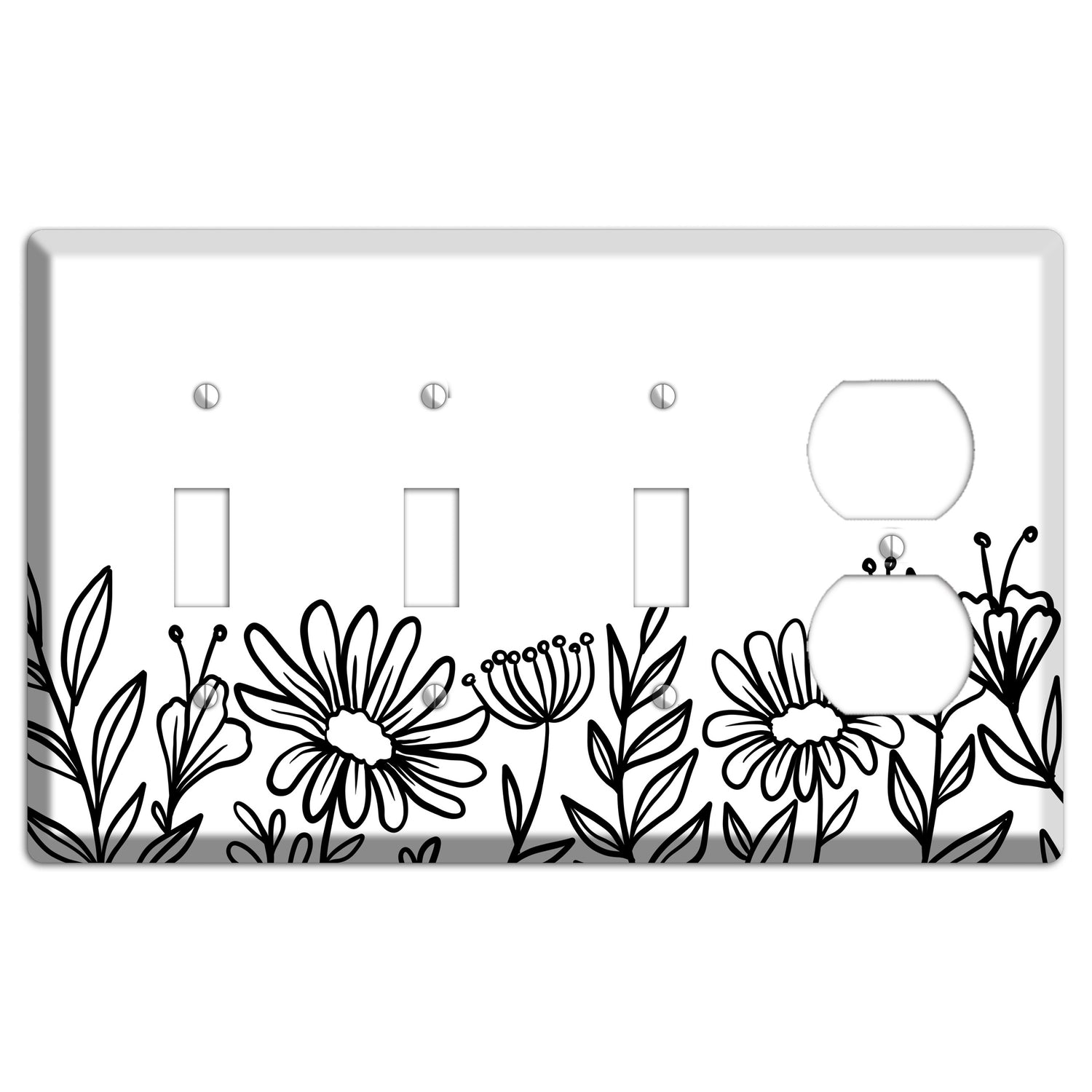 Hand-Drawn Floral 10 3 Toggle / Duplex Wallplate
