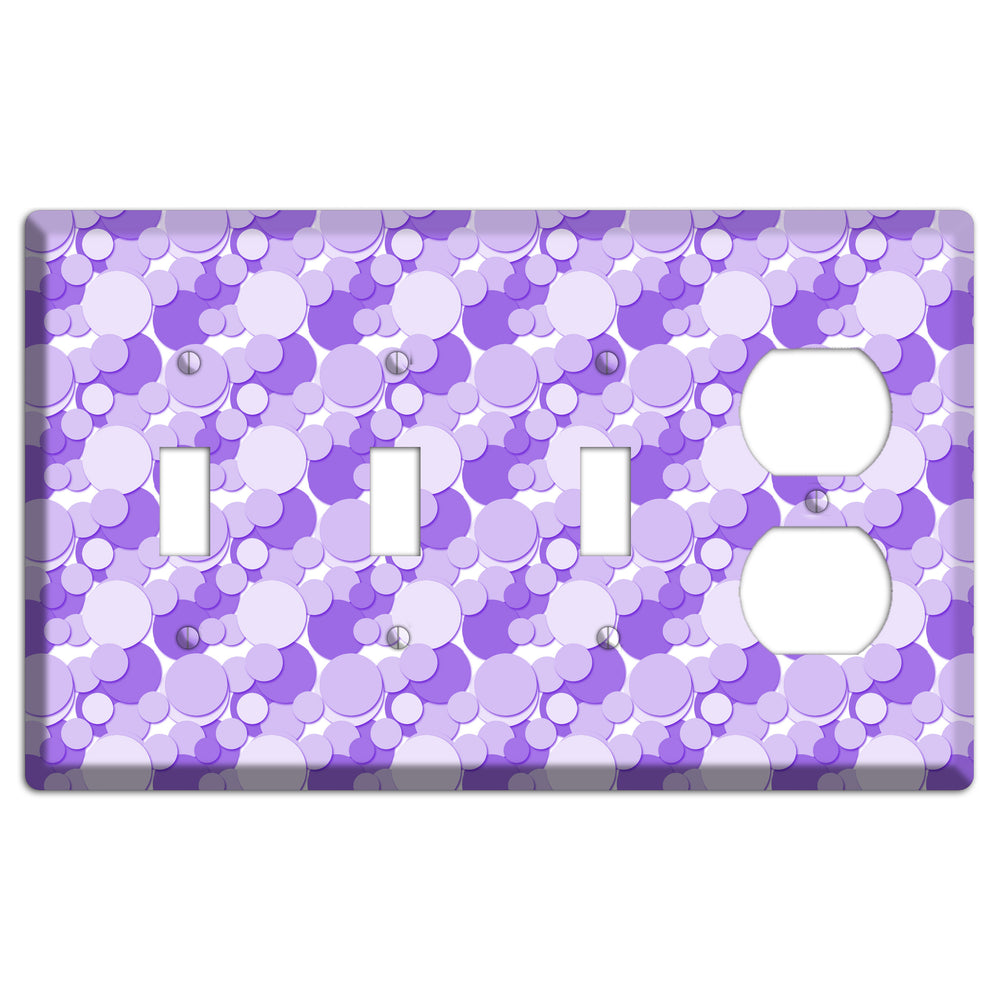 Multi Purple Bubble Dots 3 Toggle / Duplex Wallplate