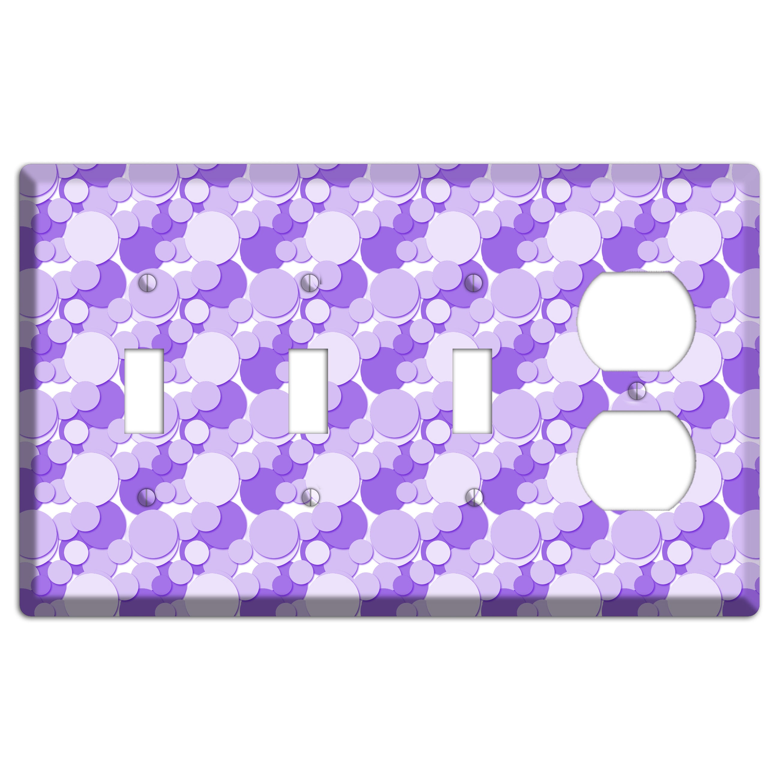 Multi Purple Bubble Dots 3 Toggle / Duplex Wallplate