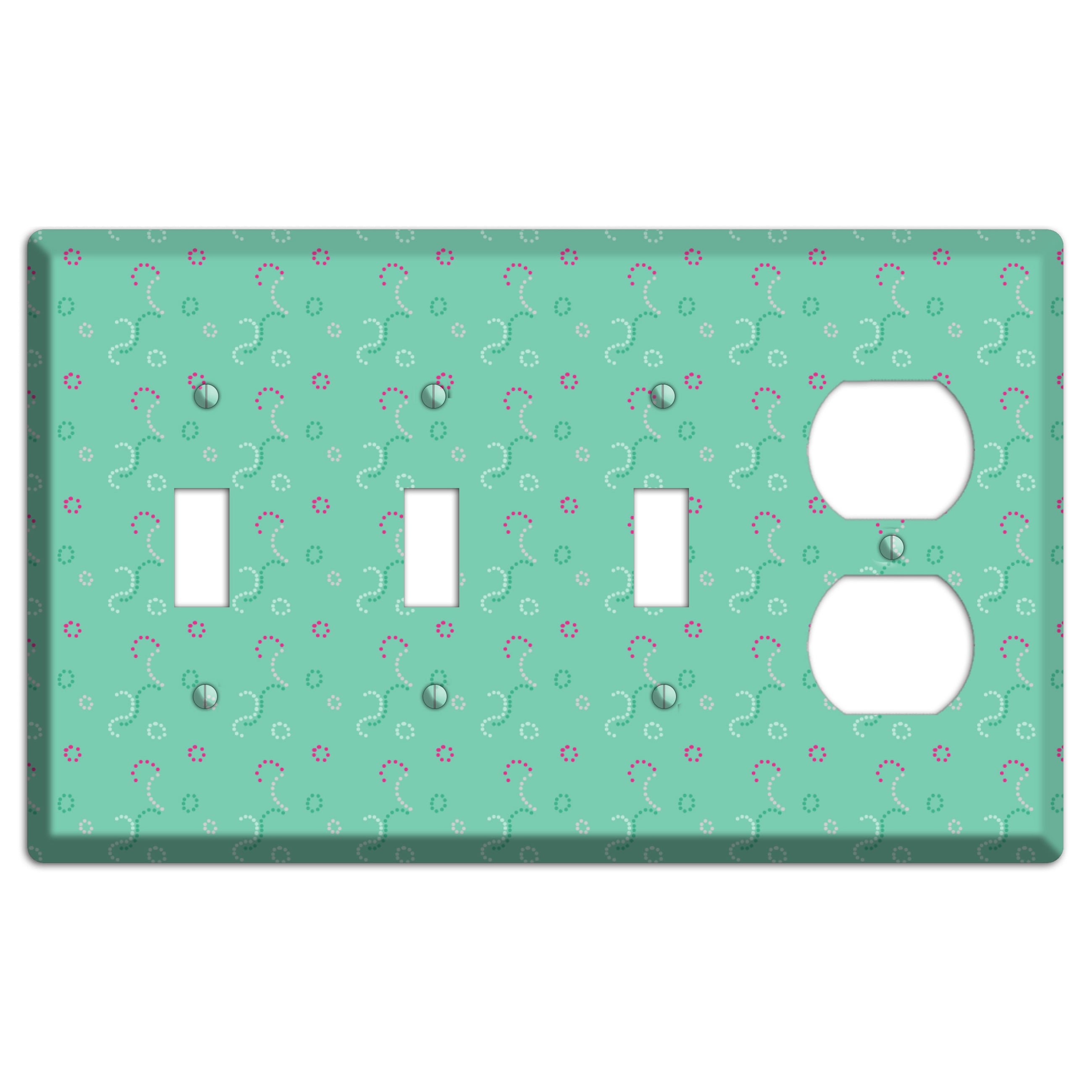 Multi Aqua with Fuschia Stipple 3 Toggle / Duplex Wallplate