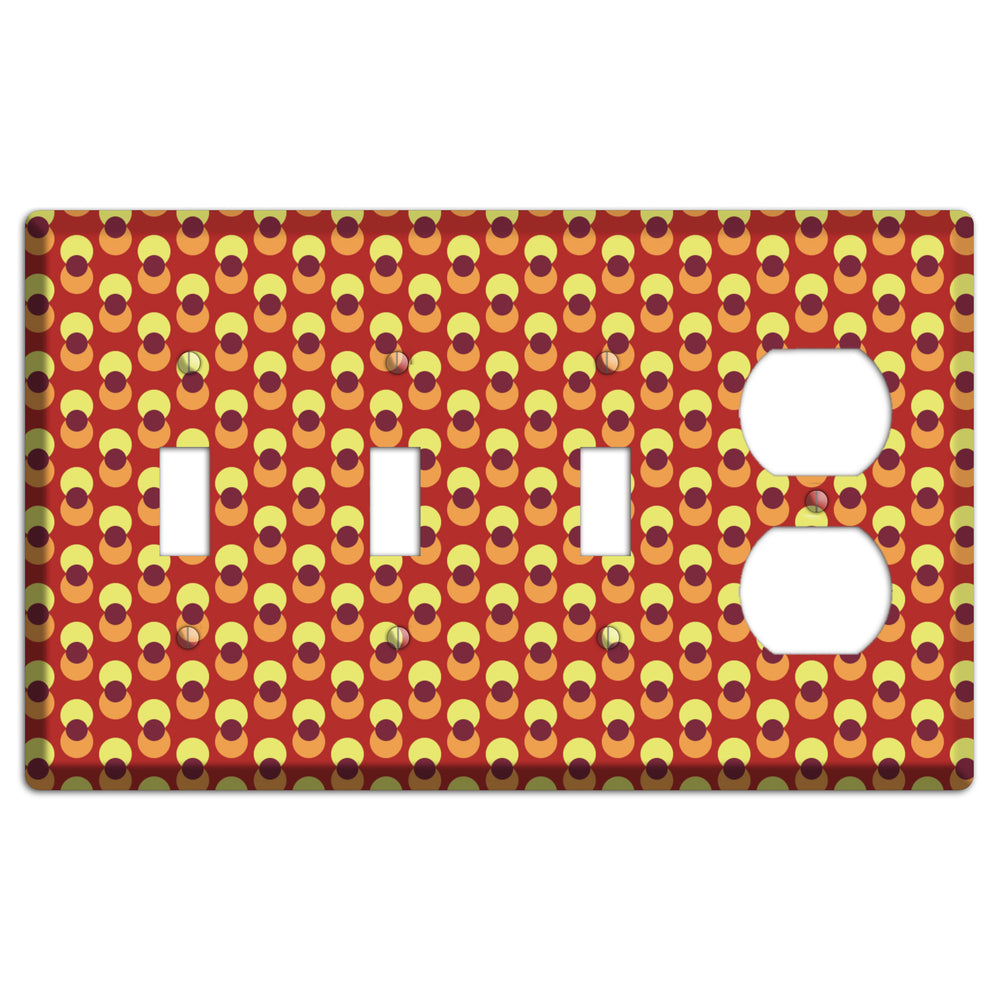 Red Yellow Coral Overlain Dots 3 Toggle / Duplex Wallplate