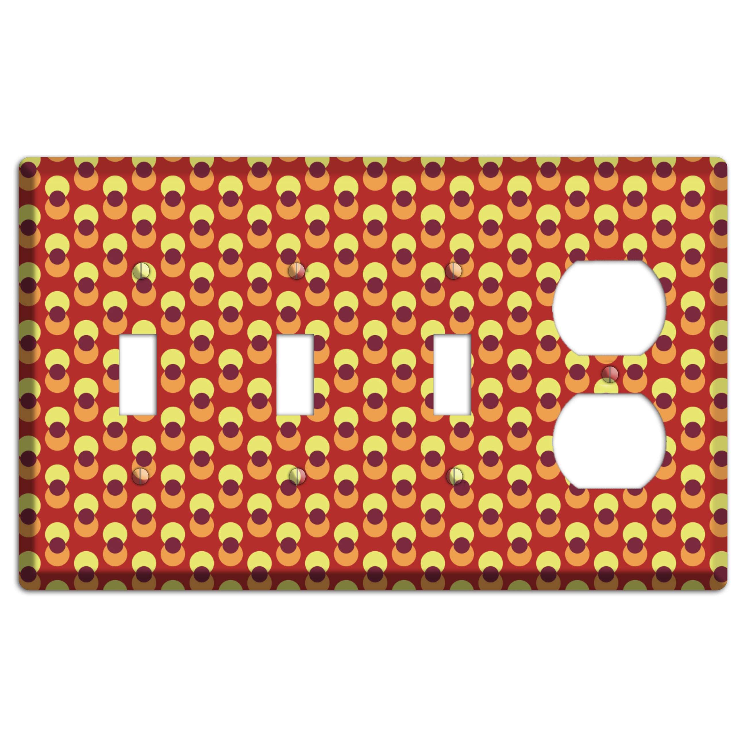 Red Yellow Coral Overlain Dots 3 Toggle / Duplex Wallplate
