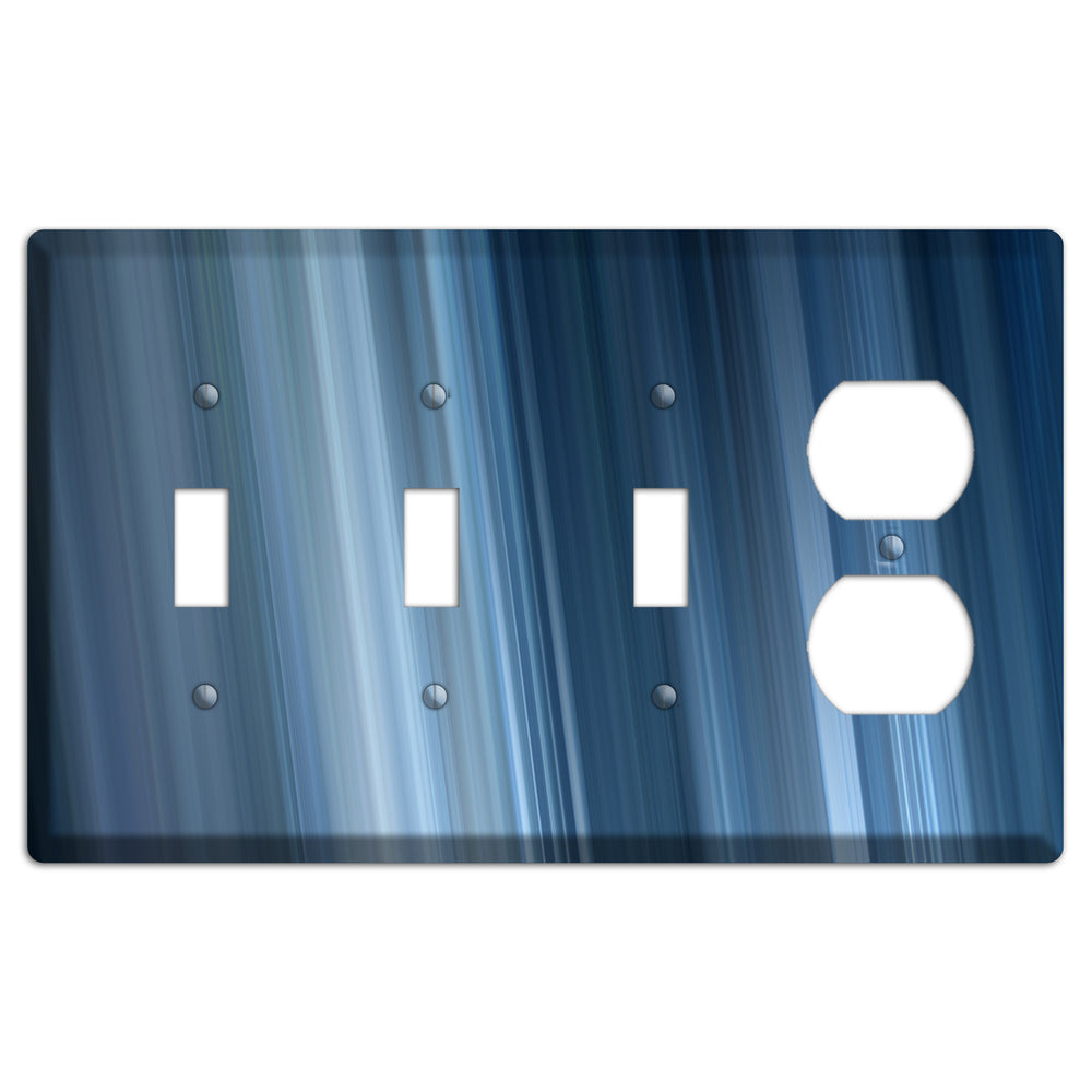 Brushed Blue Stripes 3 Toggle / Duplex Wallplate