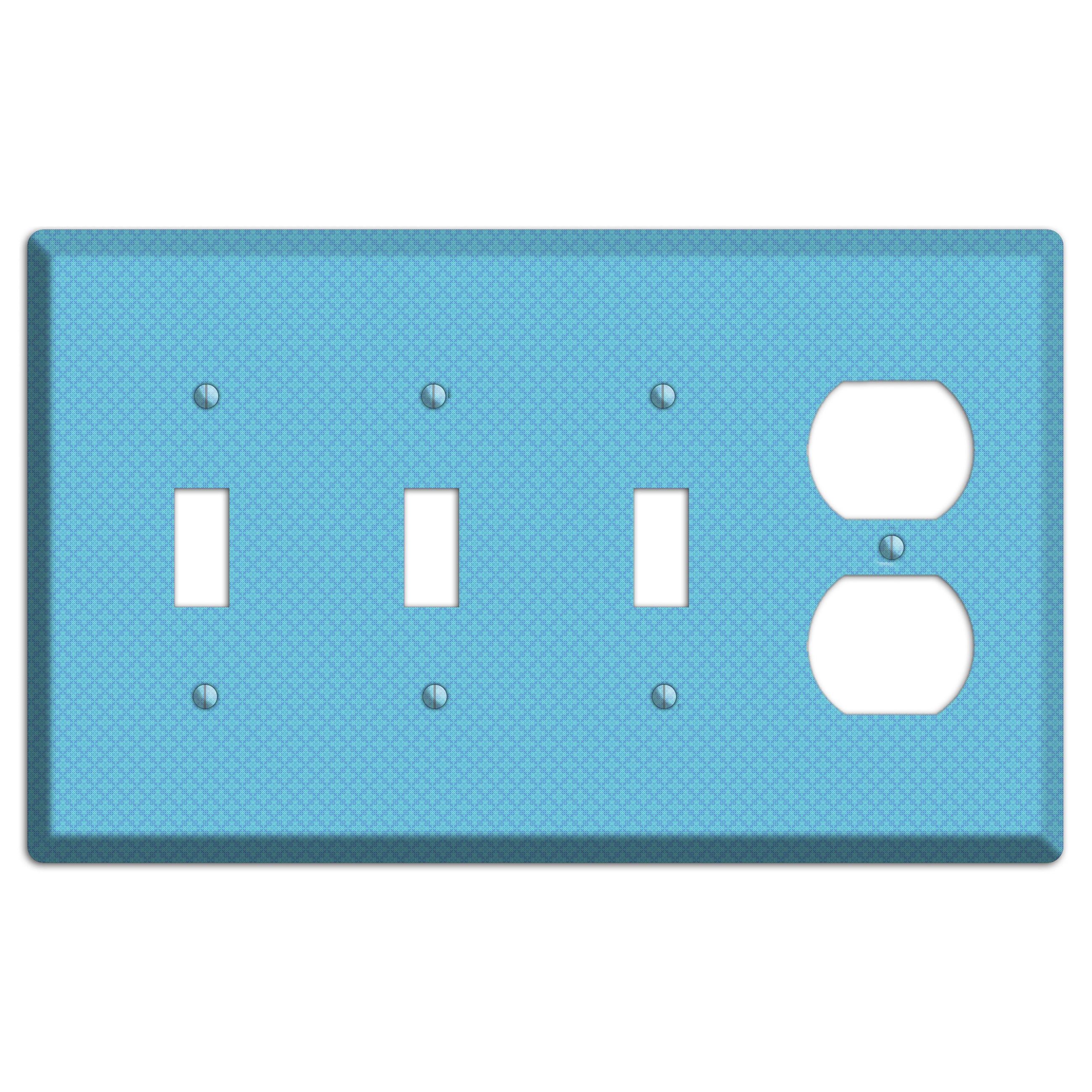 Turquoise Checkered Quatrefoil 3 Toggle / Duplex Wallplate