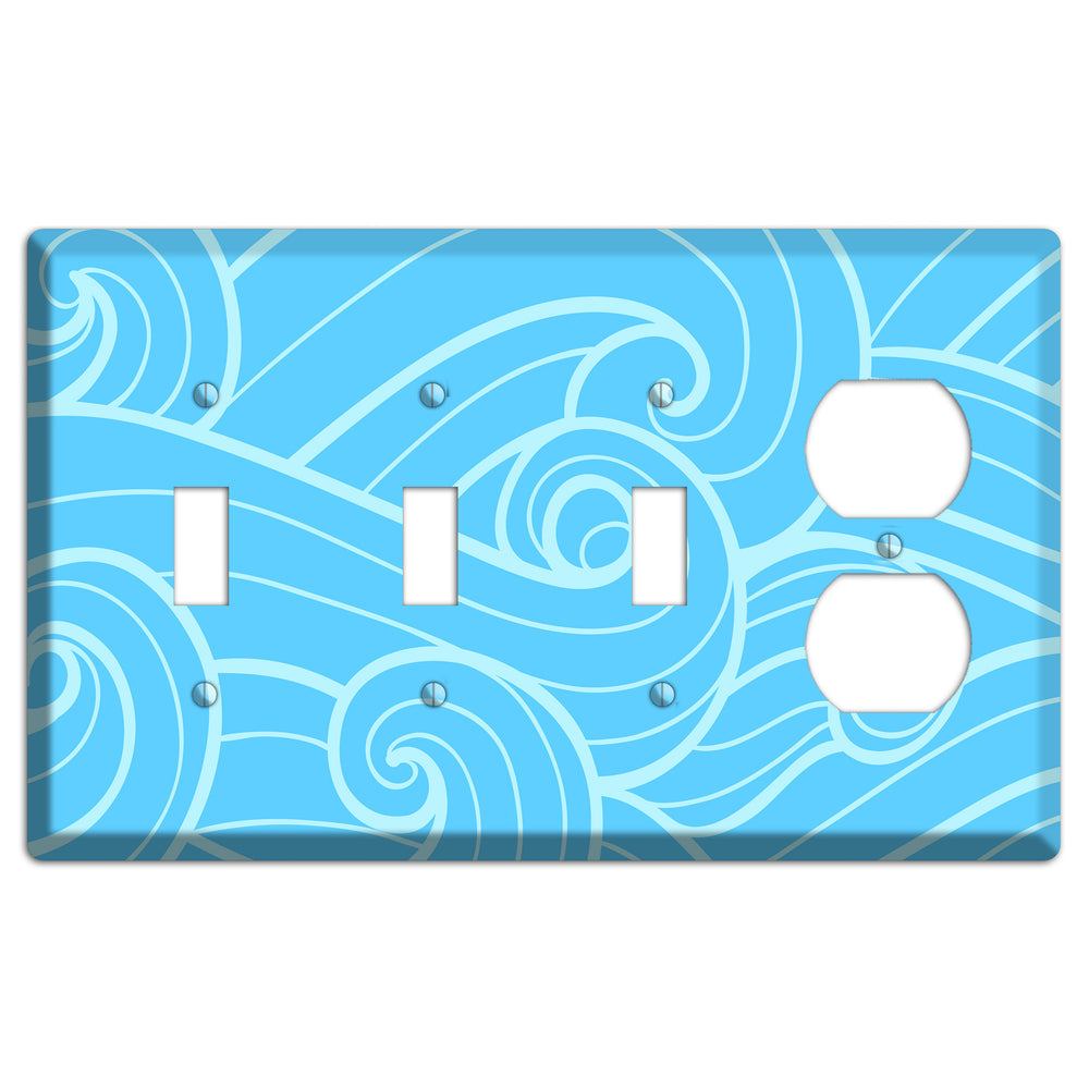 Abstract Curl Blue 3 Toggle / Duplex Wallplate