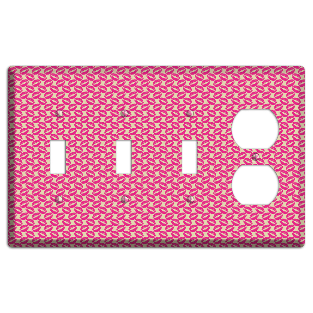 Pink Kisses 3 Toggle / Duplex Wallplate
