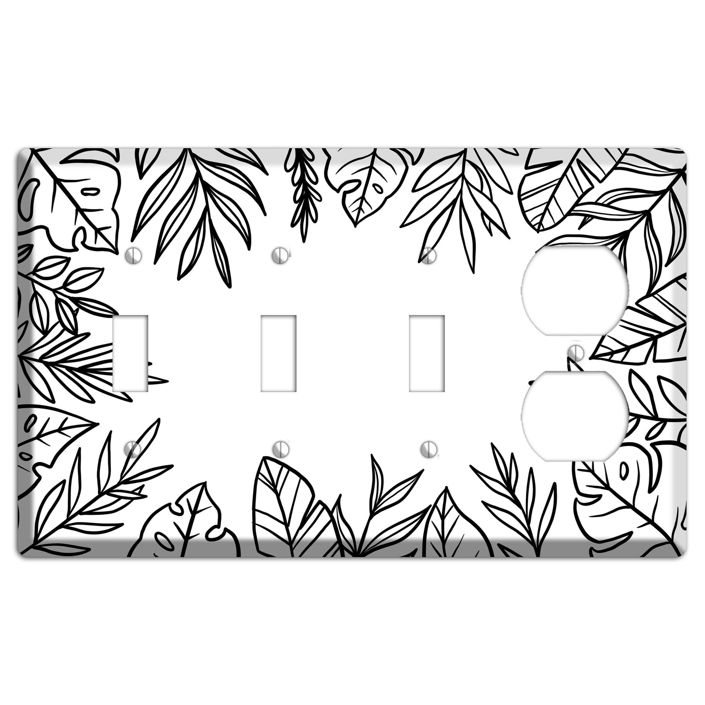 Hand-Drawn Leaves 4 3 Toggle / Duplex Wallplate