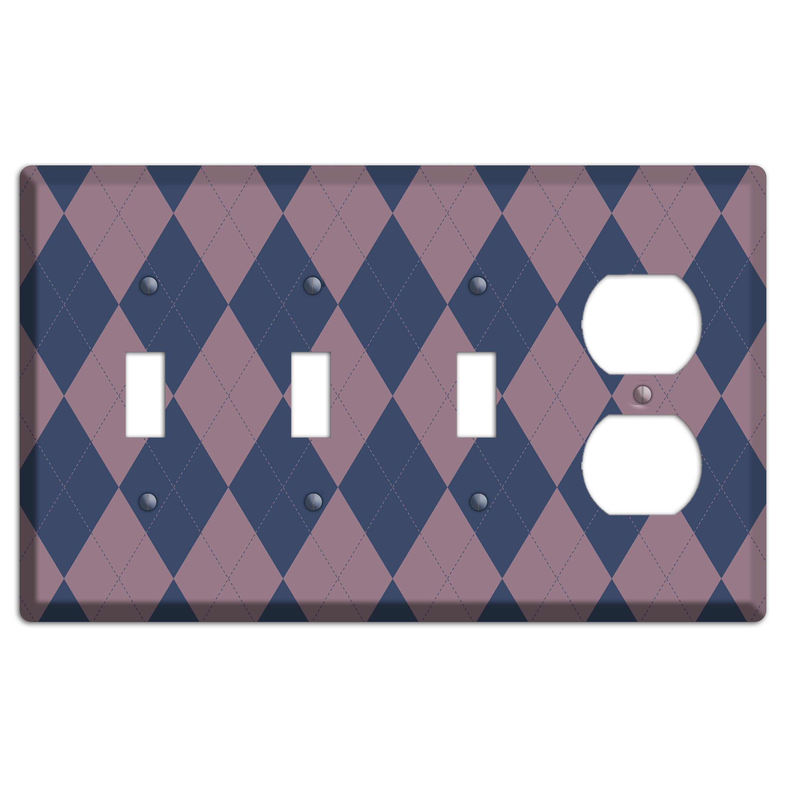 Purple Argyle 3 Toggle / Duplex Wallplate