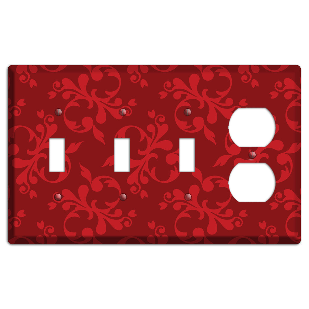 Red Victorian Toile 3 Toggle / Duplex Wallplate
