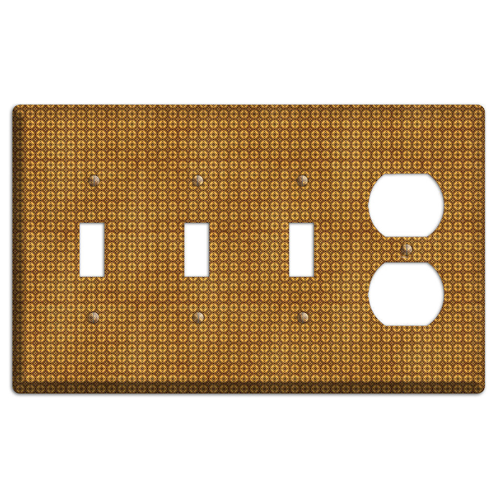 Multi Maroon Orange Arabesque 3 Toggle / Duplex Wallplate
