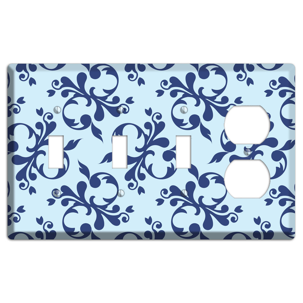Blue Victorian Toile 3 Toggle / Duplex Wallplate