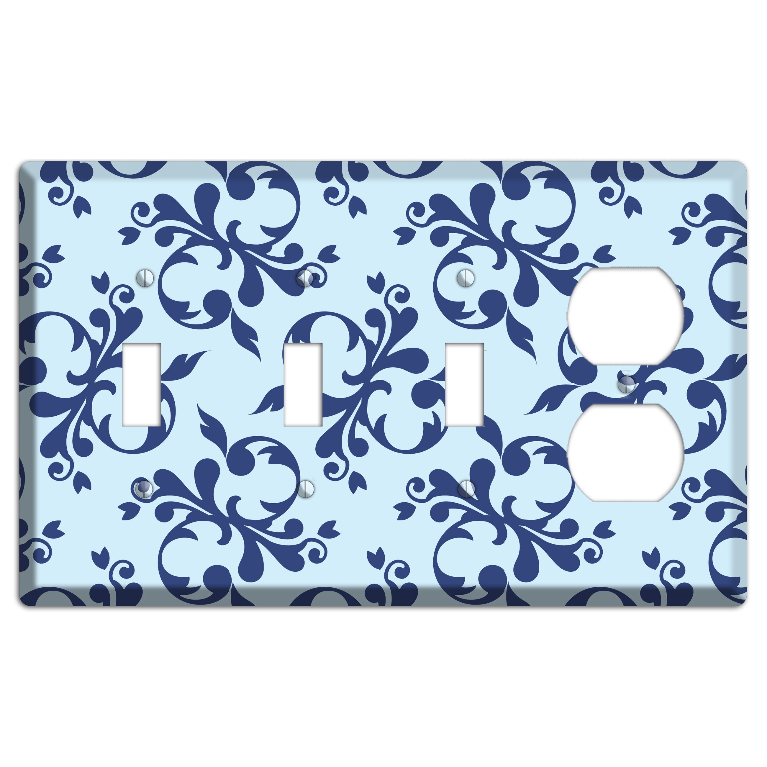 Blue Victorian Toile 3 Toggle / Duplex Wallplate