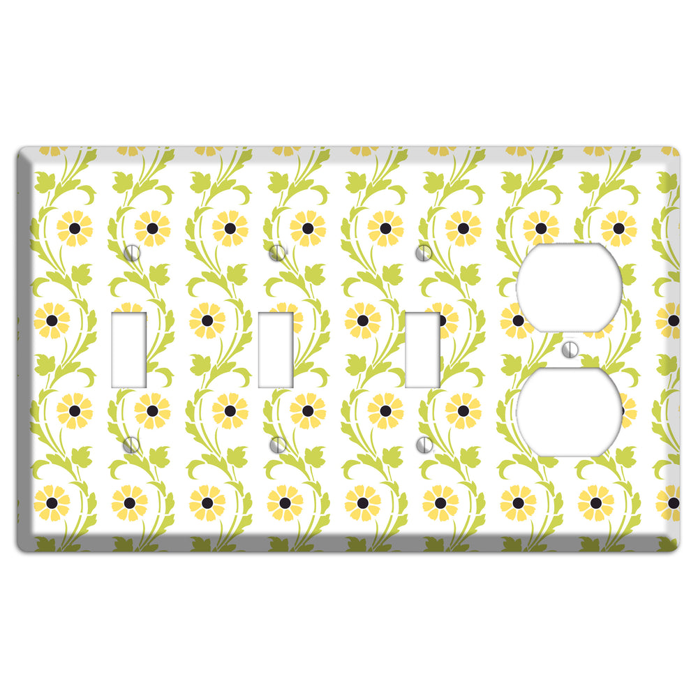 Green Vine Floral 3 Toggle / Duplex Wallplate