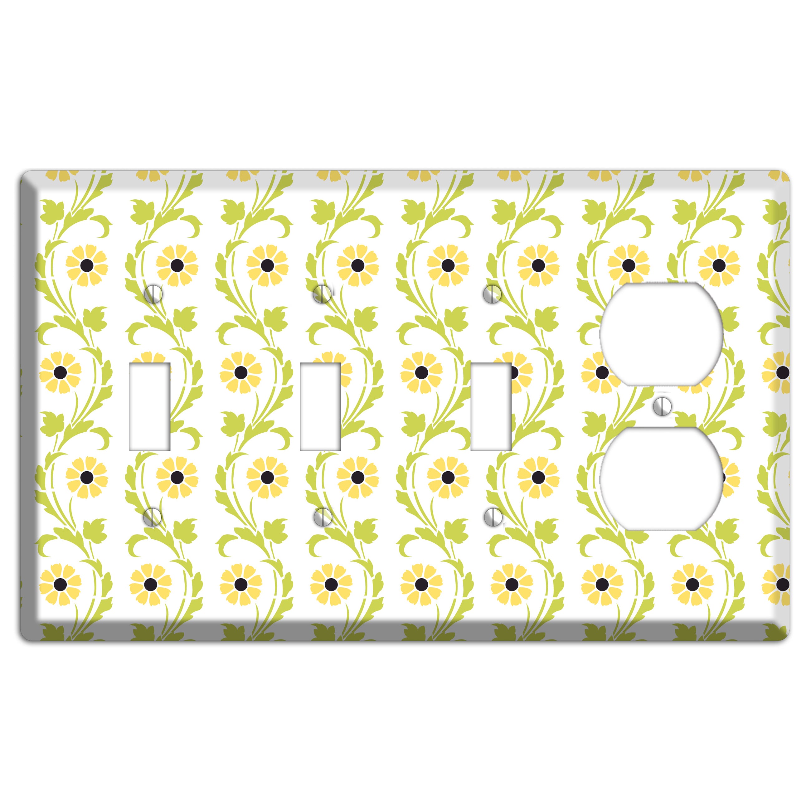 Green Vine Floral 3 Toggle / Duplex Wallplate