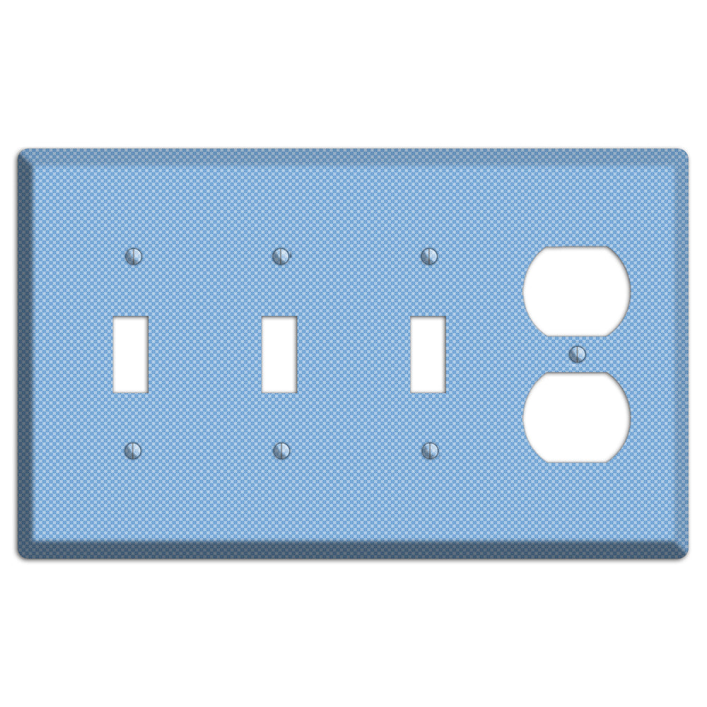 Light Blue Tiny Check 3 Toggle / Duplex Wallplate