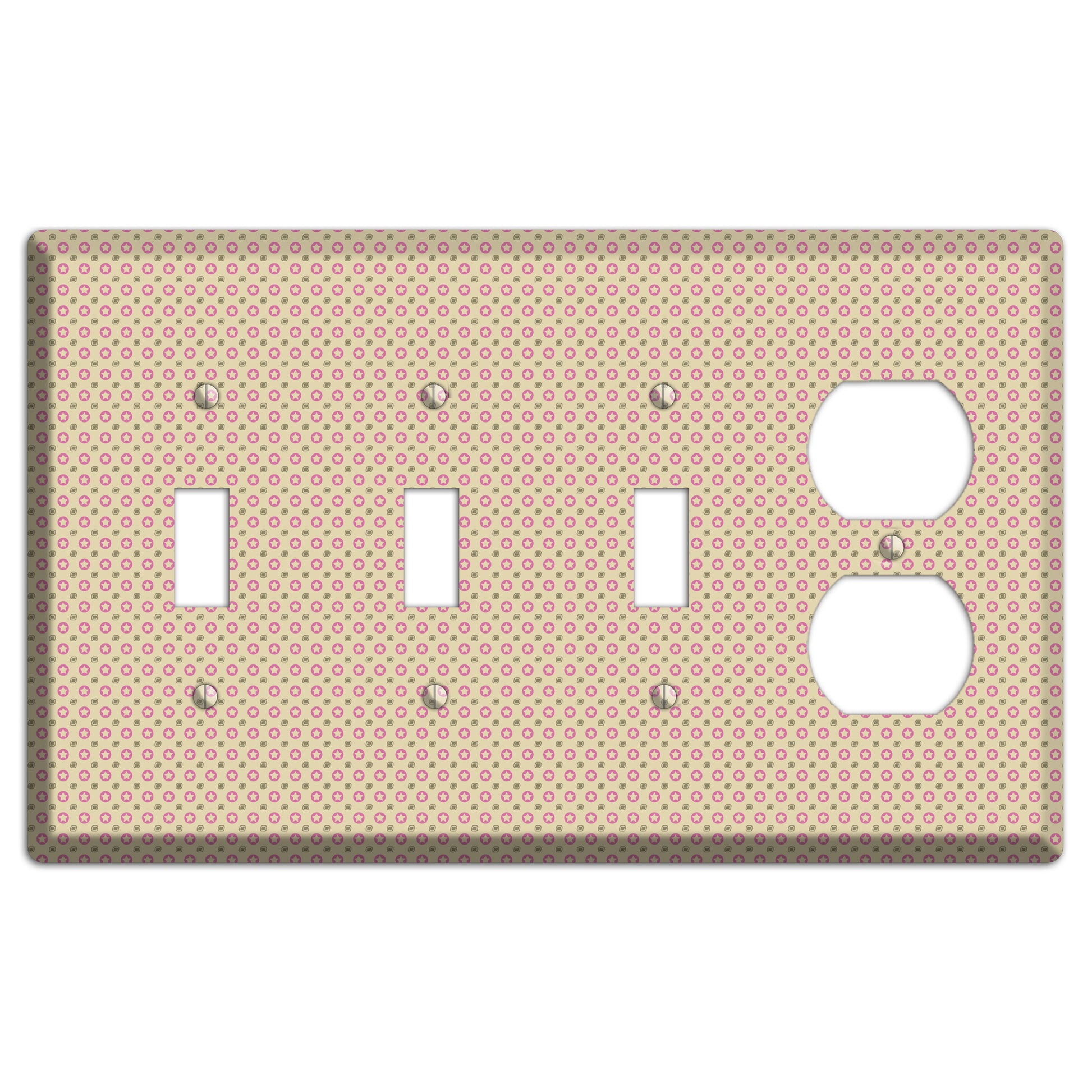 Beige with Pink Stars 3 Toggle / Duplex Wallplate