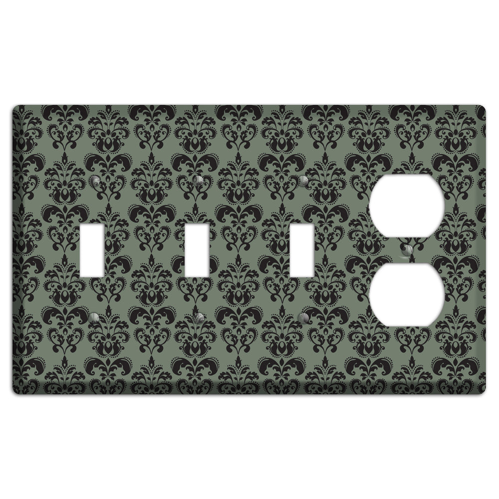 Moss Cartouche Half Drop 3 Toggle / Duplex Wallplate