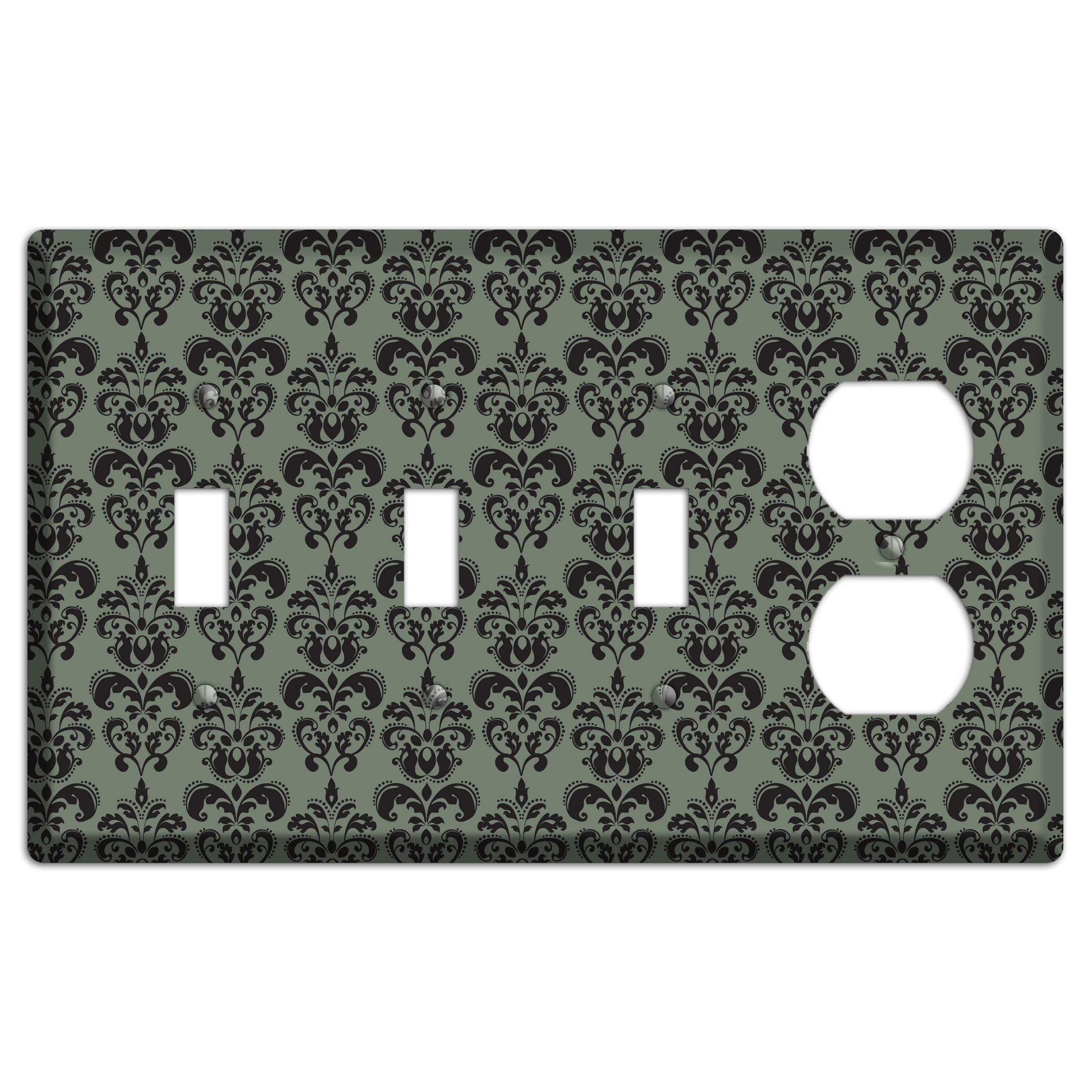 Moss Cartouche Half Drop 3 Toggle / Duplex Wallplate