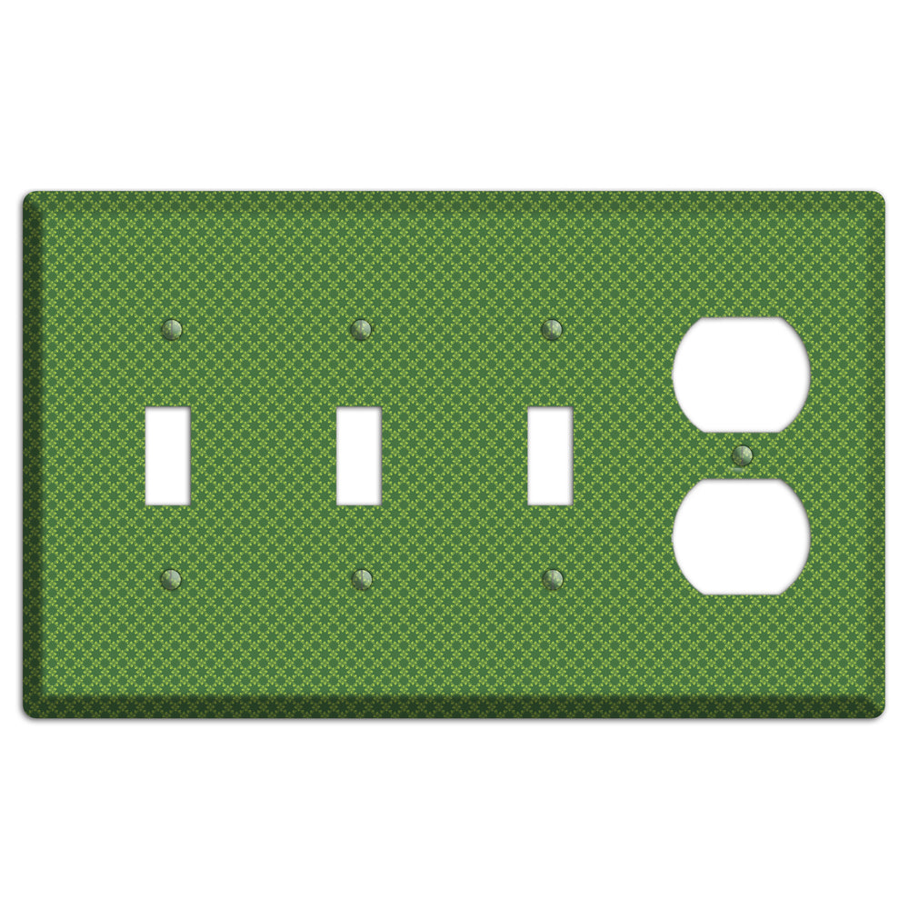 Multi Green Tiny Checked Foulard 3 Toggle / Duplex Wallplate