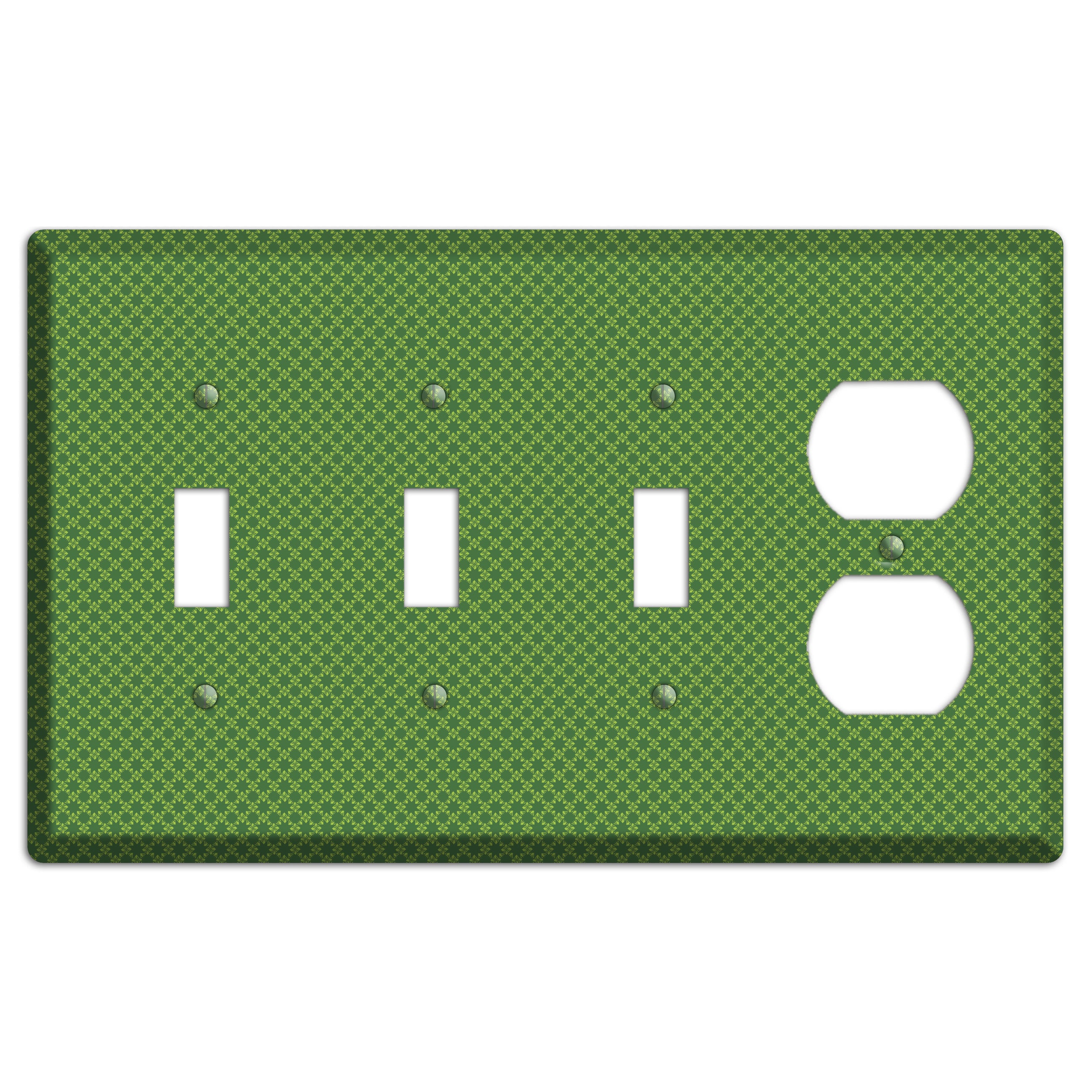 Multi Green Tiny Checked Foulard 3 Toggle / Duplex Wallplate