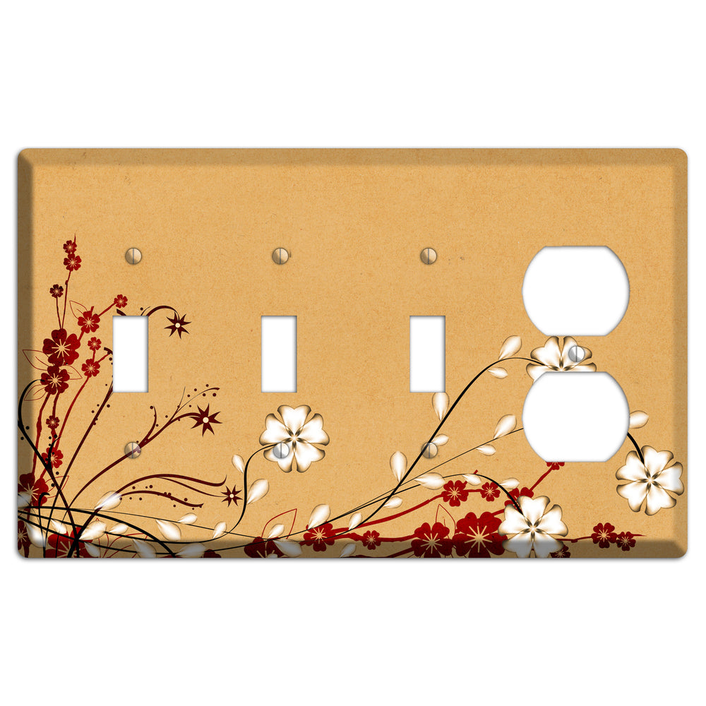Delicate Red Flowers 3 Toggle / Duplex Wallplate