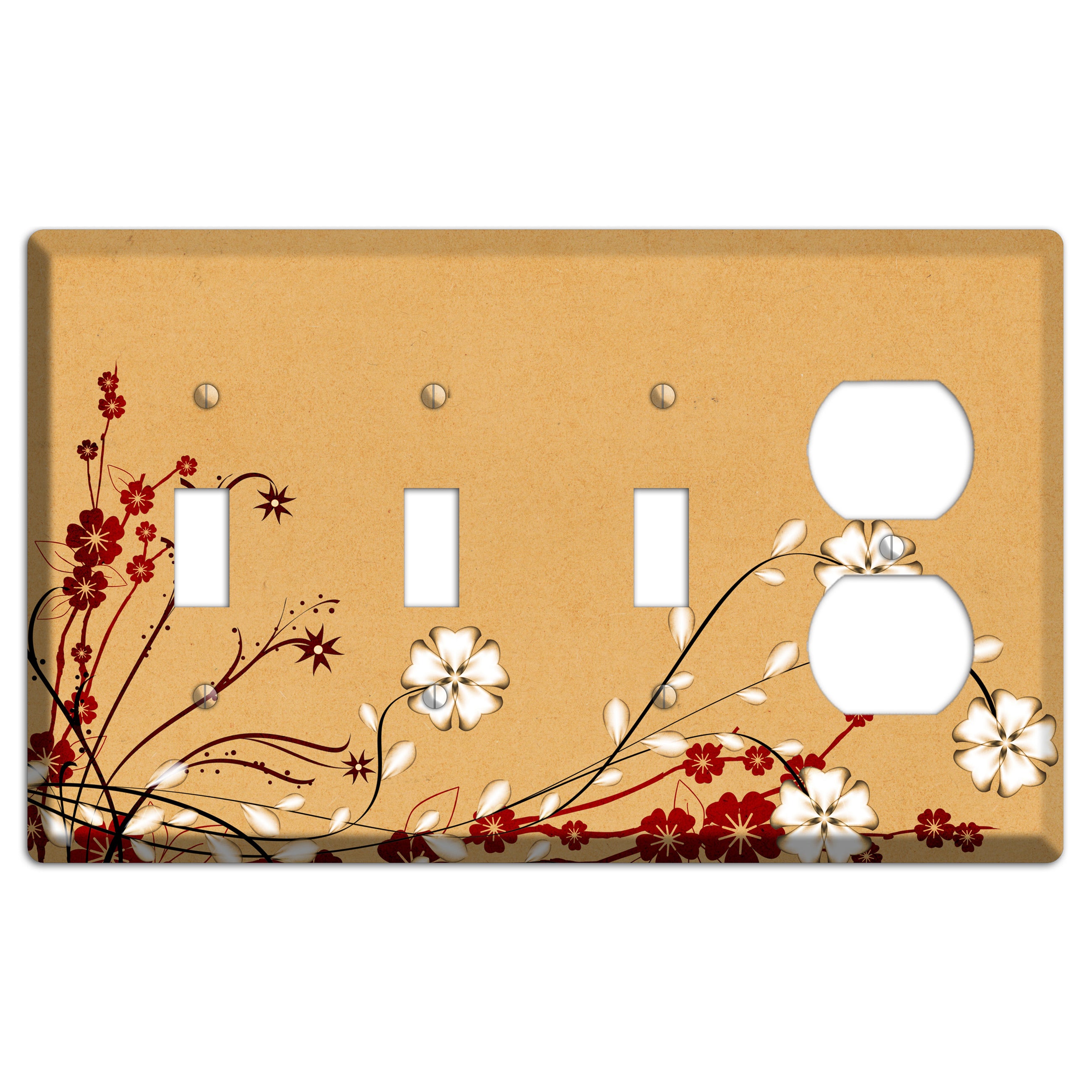 Delicate Red Flowers 3 Toggle / Duplex Wallplate