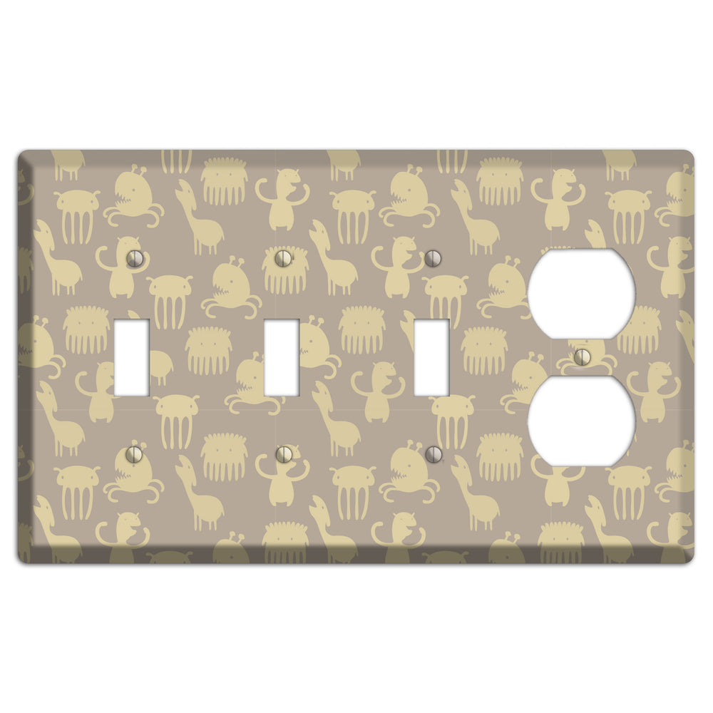 Silly Monsters Brown 3 Toggle / Duplex Wallplate