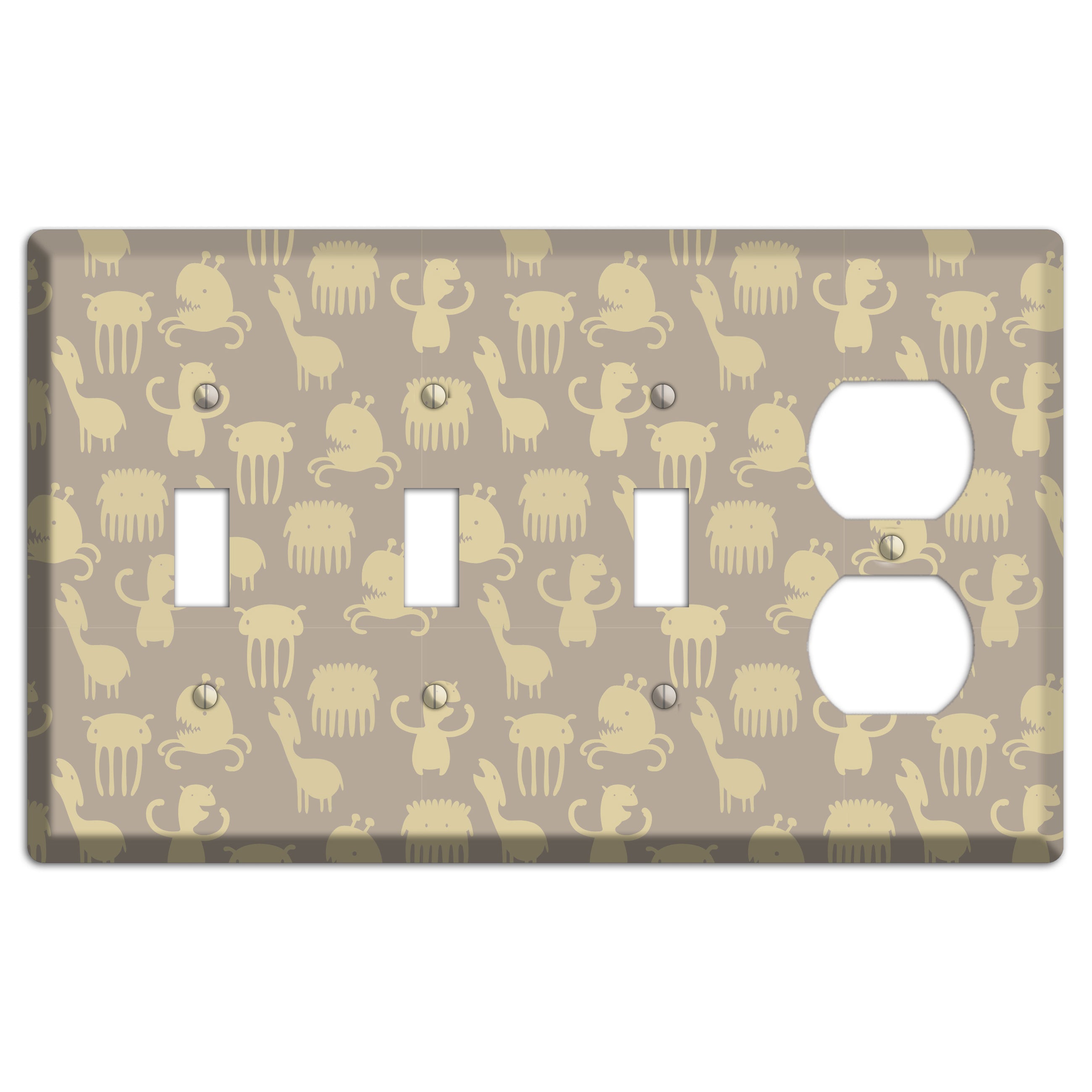 Silly Monsters Brown 3 Toggle / Duplex Wallplate