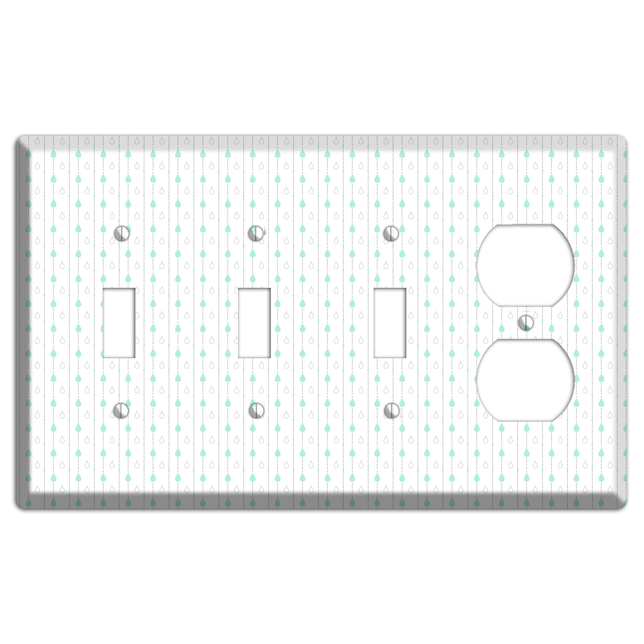 White and Blue Drops 2 3 Toggle / Duplex Wallplate
