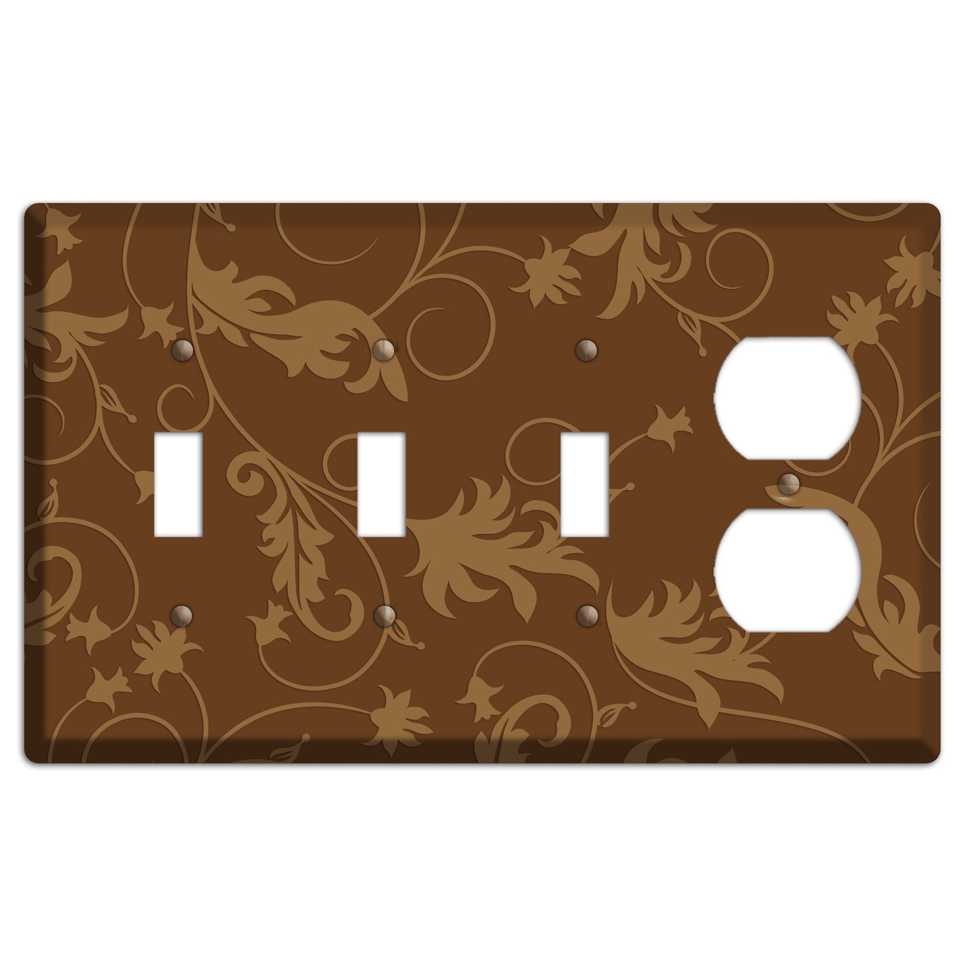 Brown Victorian Sprig 3 Toggle / Duplex Wallplate