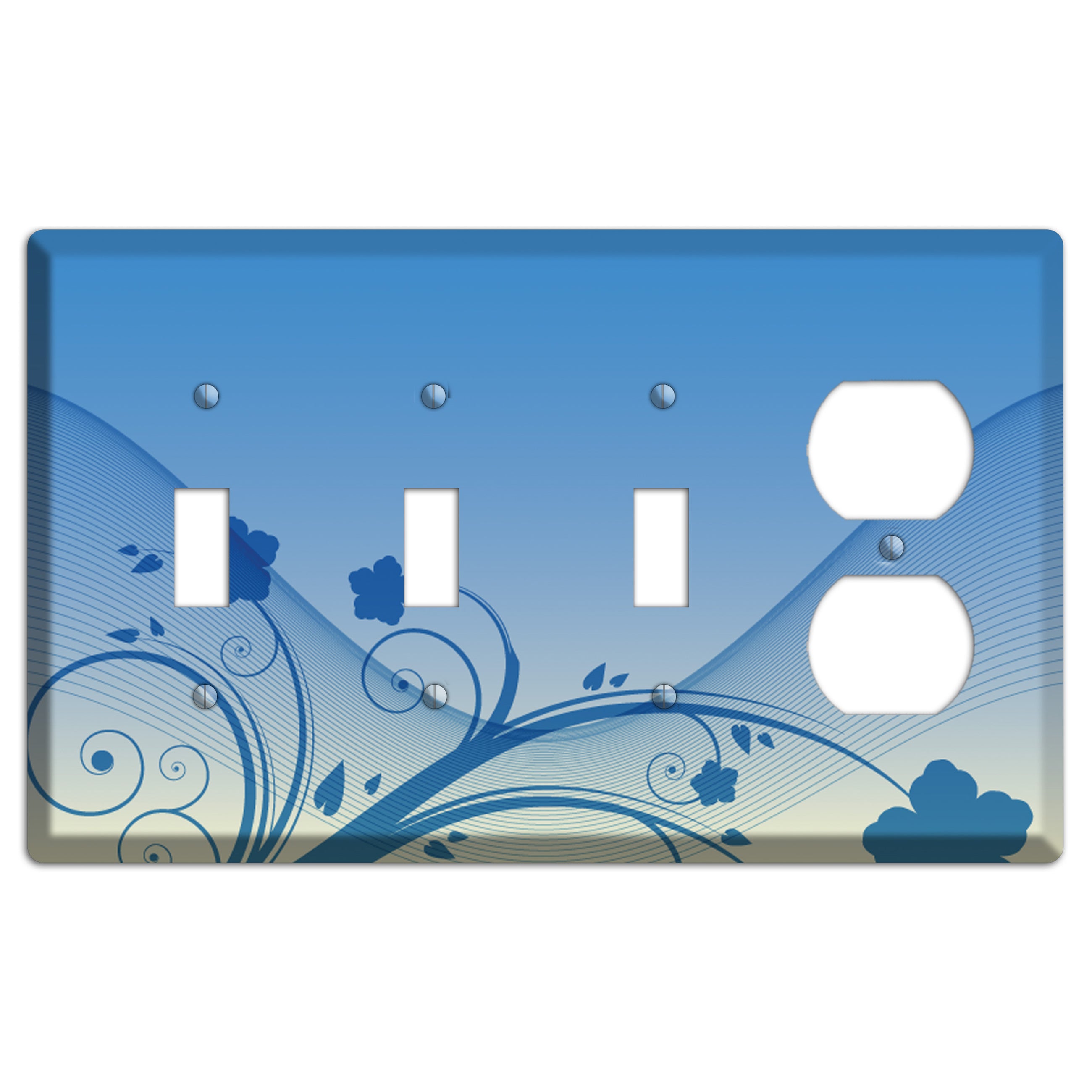 Blue Swirls 3 Toggle / Duplex Wallplate
