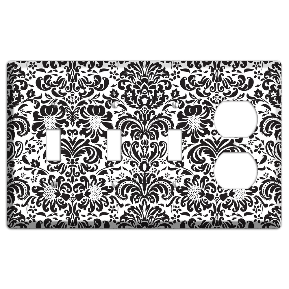 White with Black Toile 3 Toggle / Duplex Wallplate