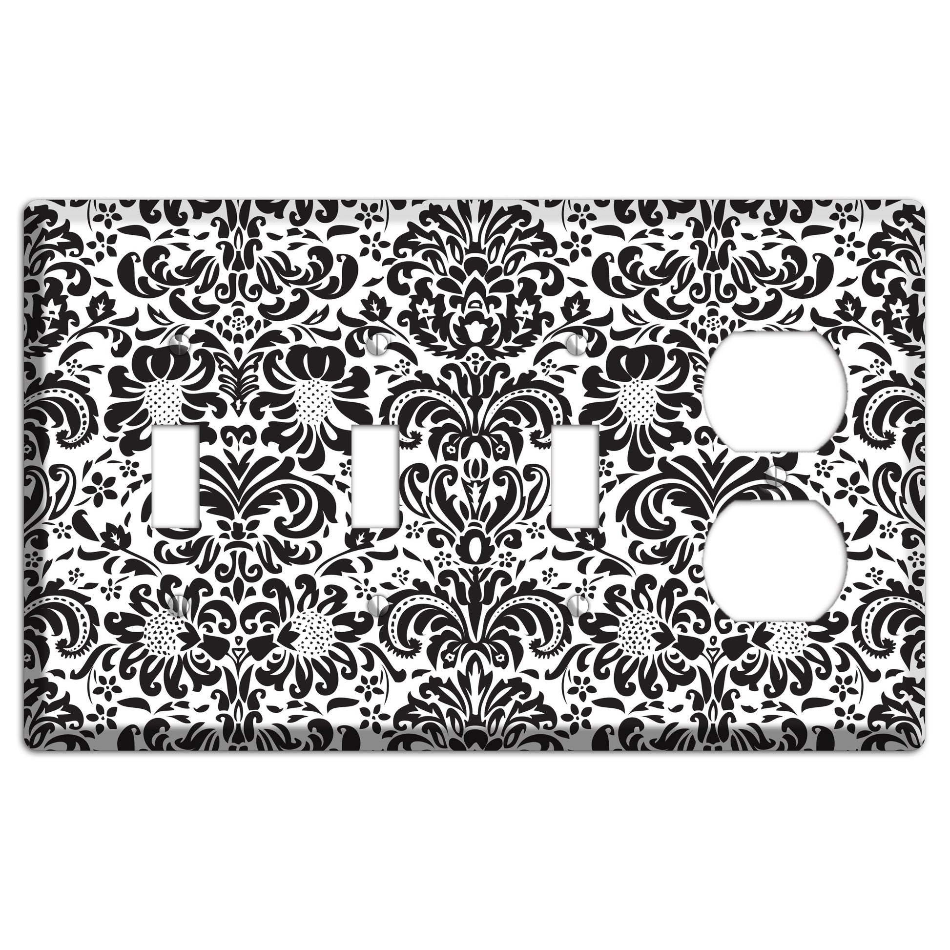 White with Black Toile 3 Toggle / Duplex Wallplate