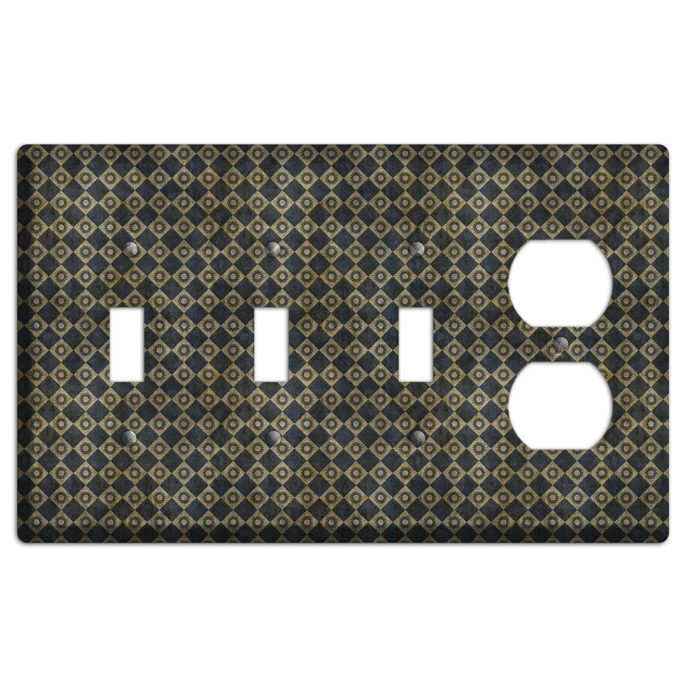 Black and Grey Diamond Circles 3 Toggle / Duplex Wallplate