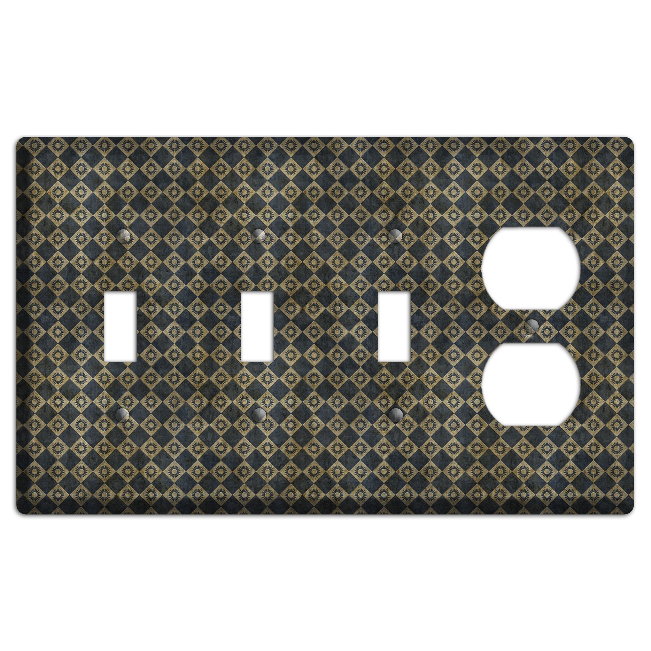 Black and Grey Diamond Circles 3 Toggle / Duplex Wallplate