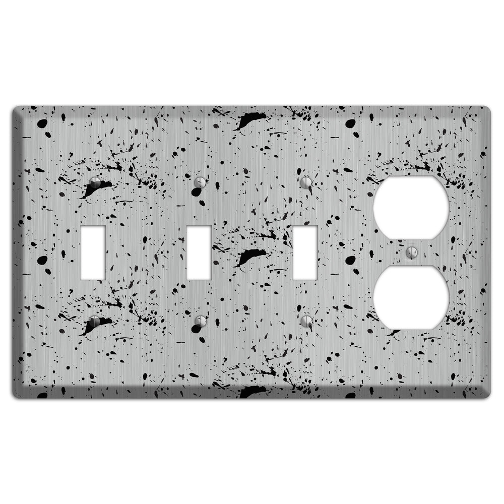 Ink Splash 5 Stainless Steel 3 Toggle / Duplex Wallplate