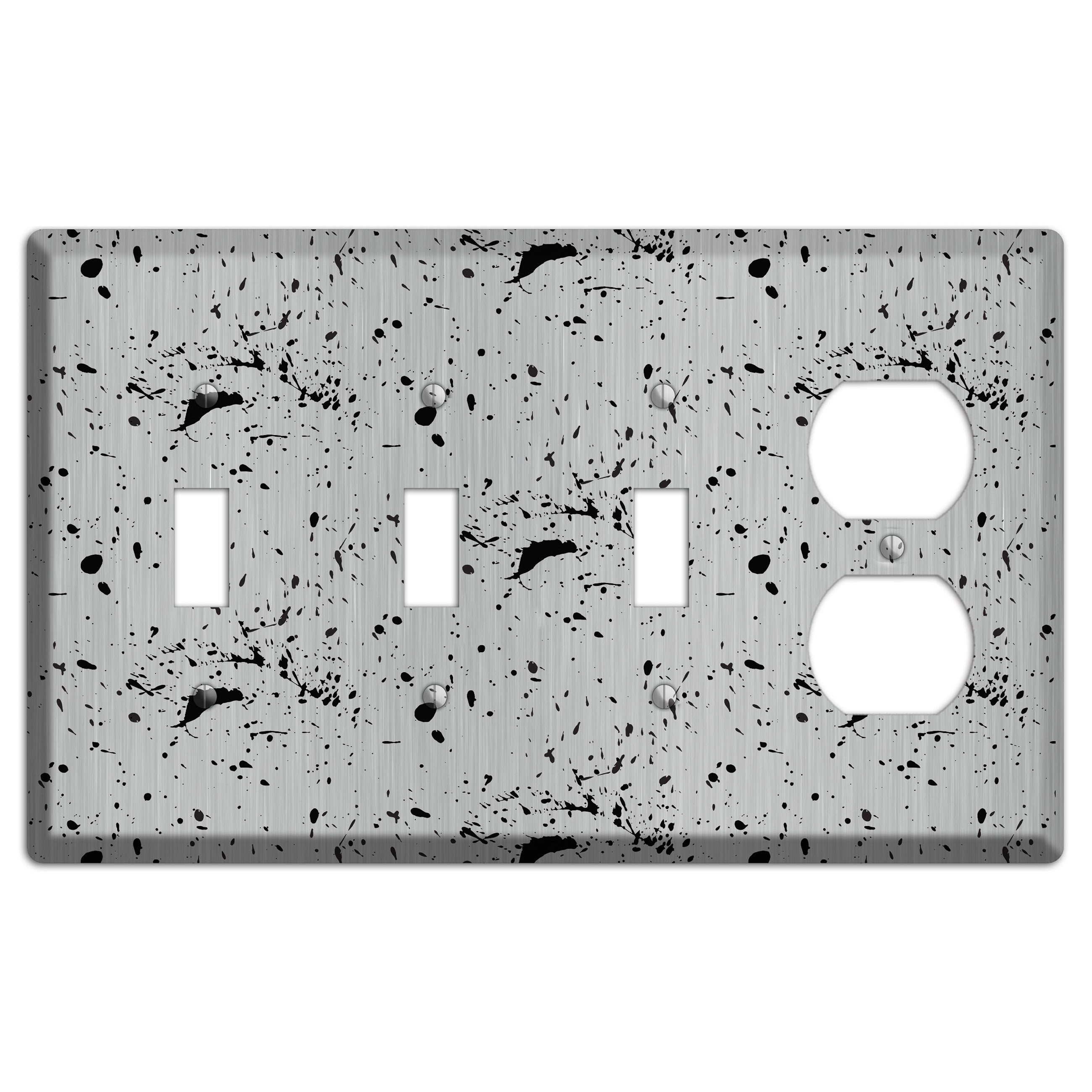 Ink Splash 5 Stainless 3 Toggle / Duplex Wallplate