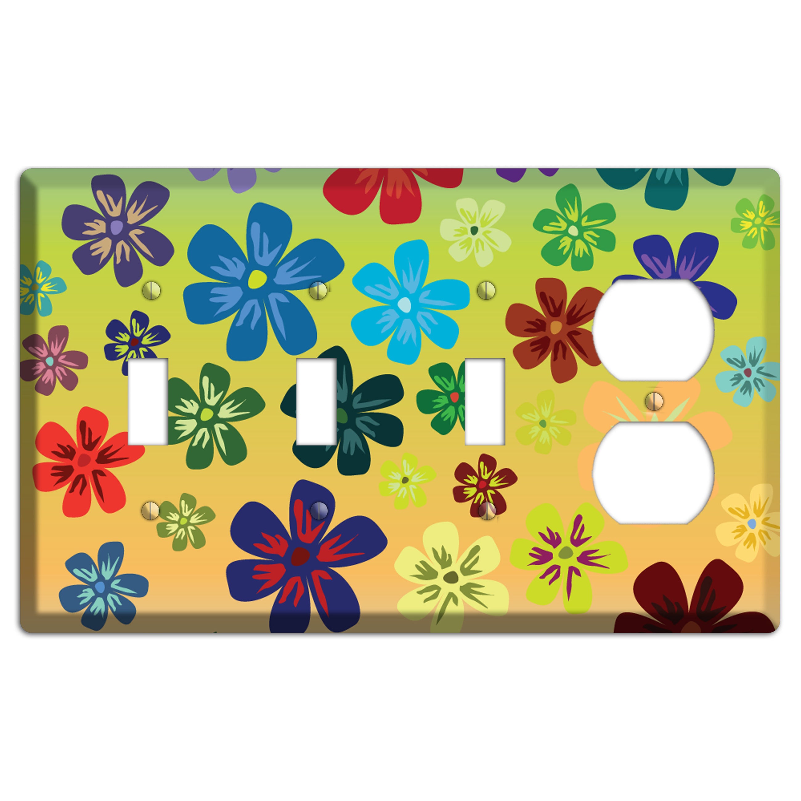 Black Flowers 3 Toggle / Duplex Wallplate