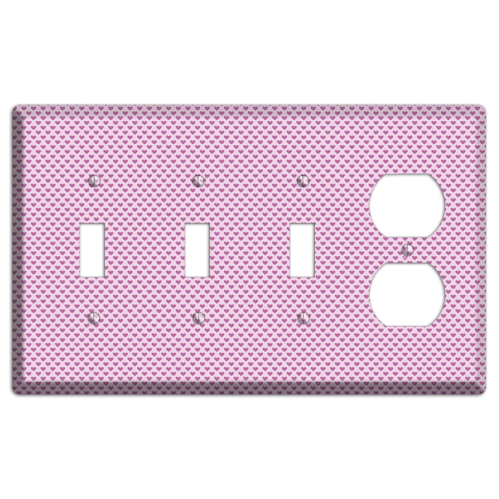 Pink Hearts 3 Toggle / Duplex Wallplate